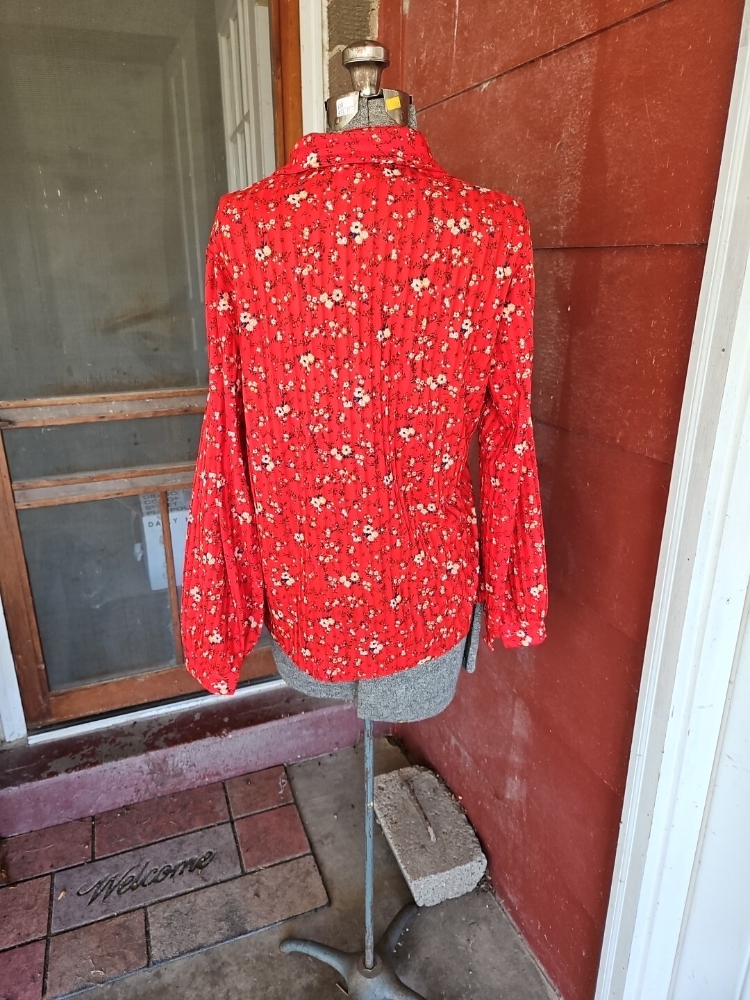 Vintage Graff Californiawear Red Button Shirt Blouse Peasant Medium