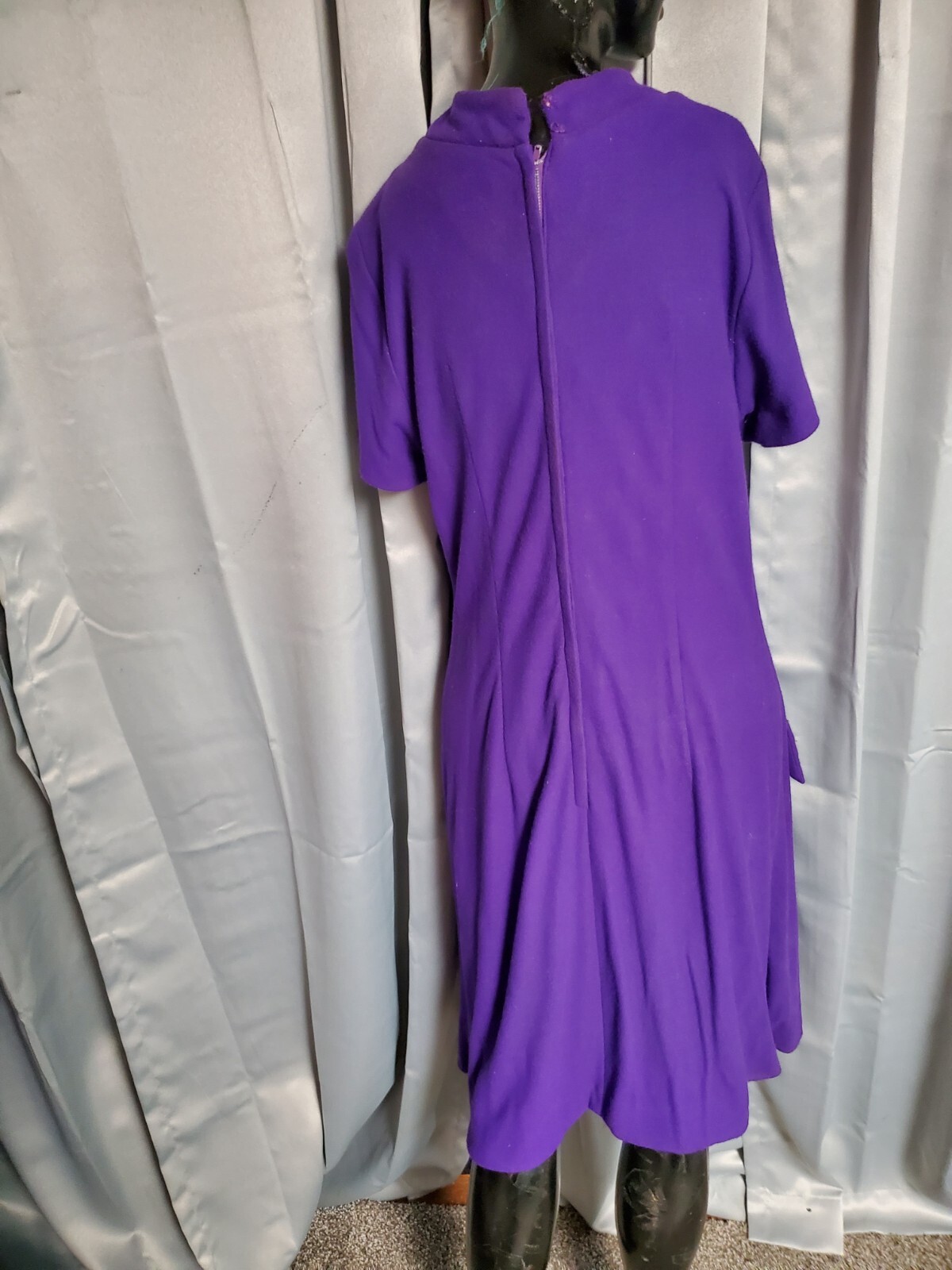 Vtg 60s MOD Orange Ribbed Double Knit Stewardess Style Dress A-line M