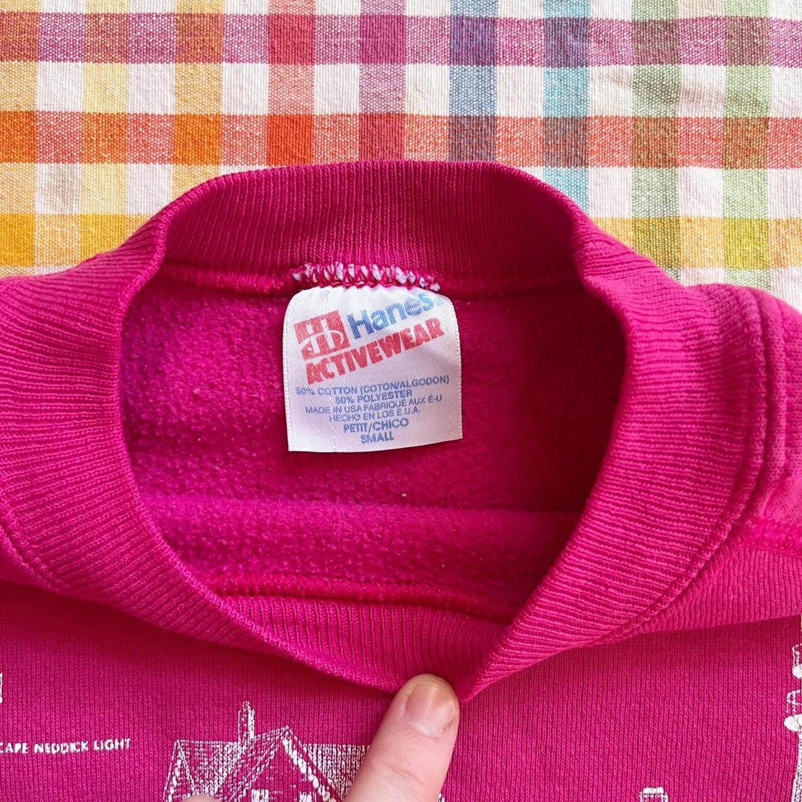 Vintage 1990s Lighthouses In Maine Berry Pink Classic Crewneck Sweatshirt XS/S