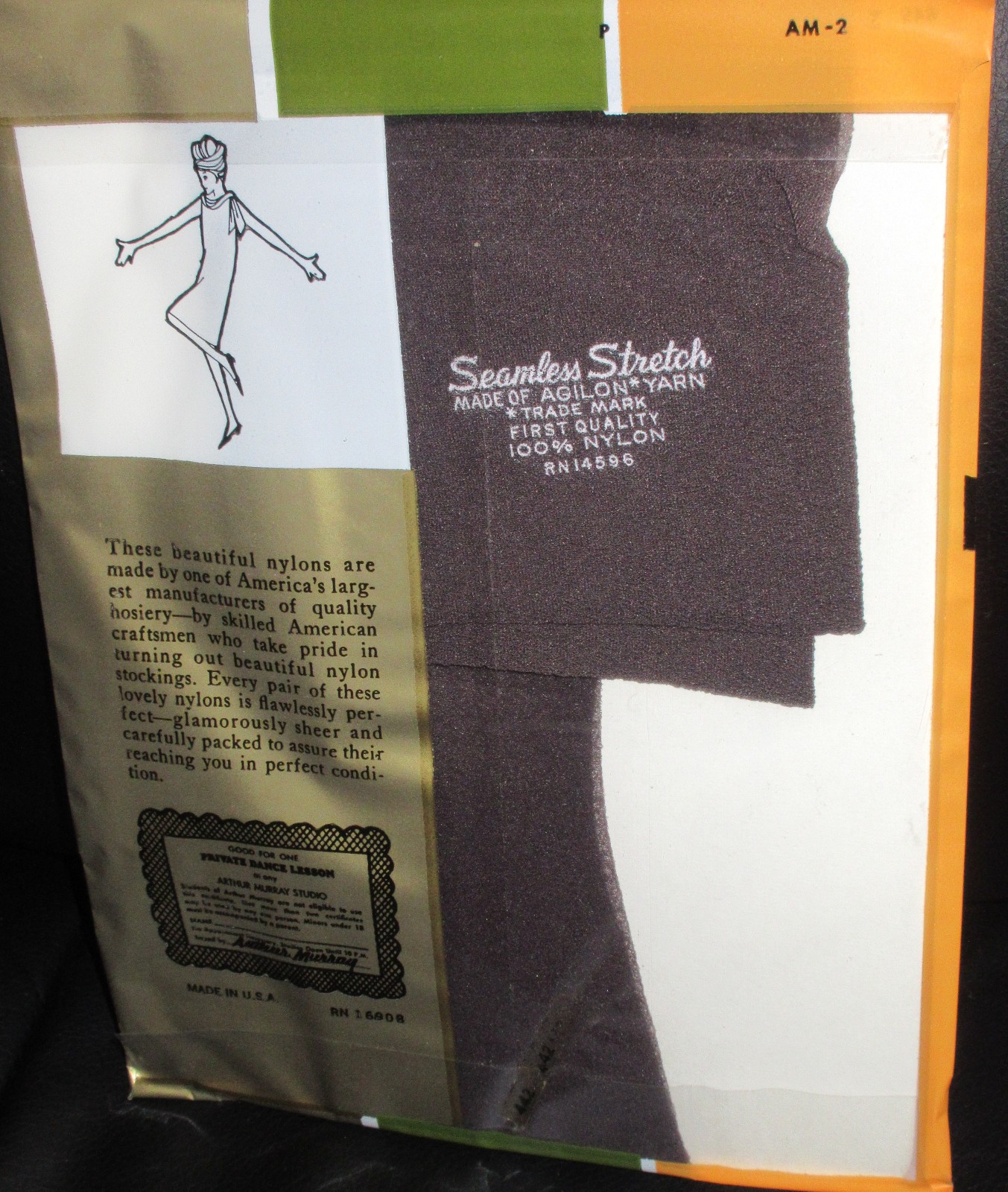Vintage Arthur Murray Off Black Seamless Nylon Stockings 60s Off black Petite