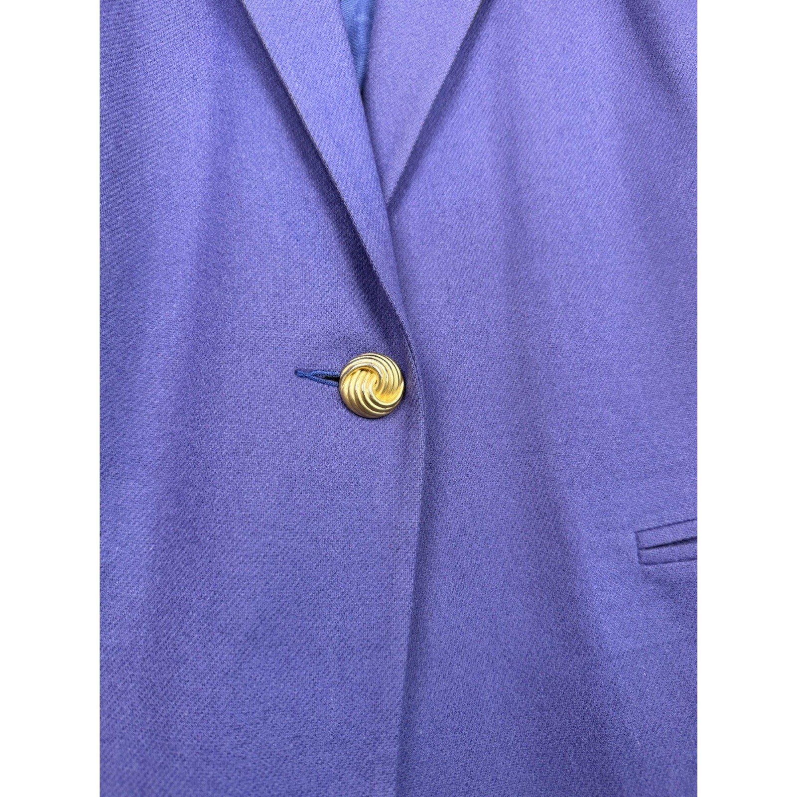 Vintage Savannah Purple 100% Pure Wool Blazer Womens 14 Gold Button 80s 70s EUC