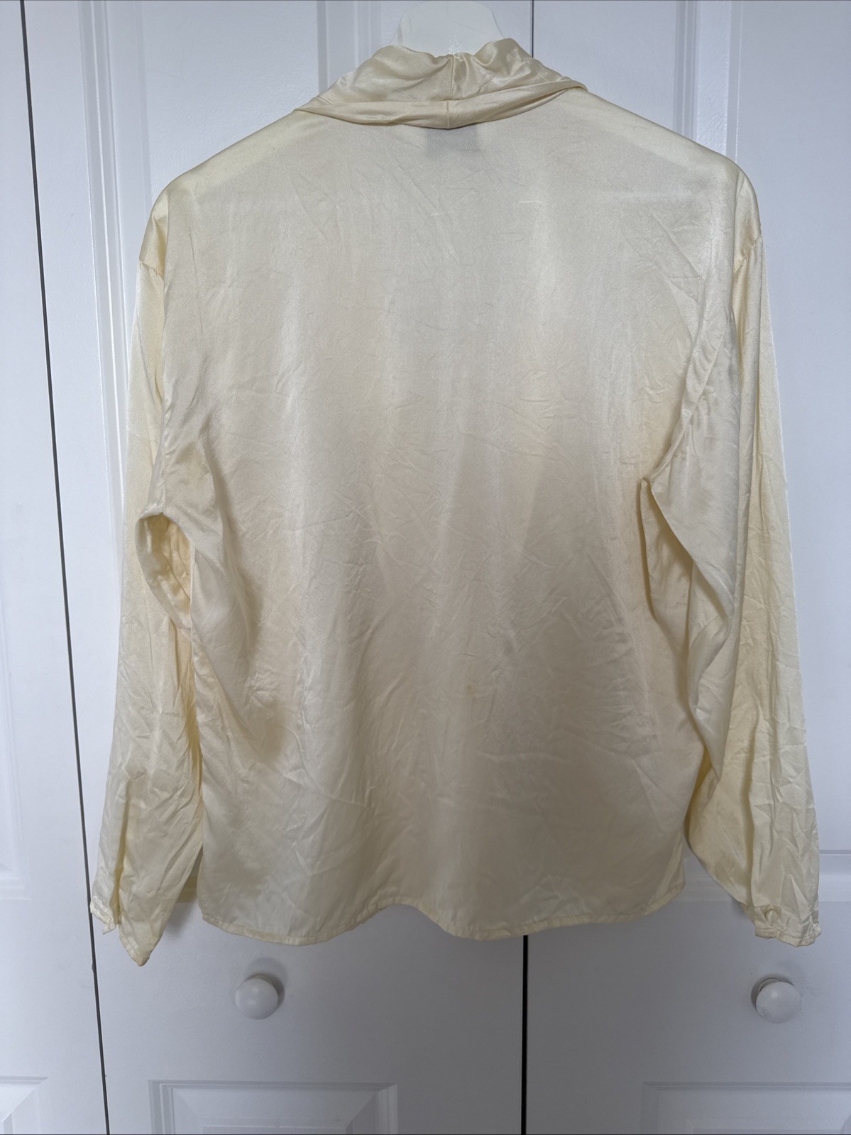 Vintage Alexandria 100% Silk Blouse Cream Ivory Size 6 Luxury Longsleeve
