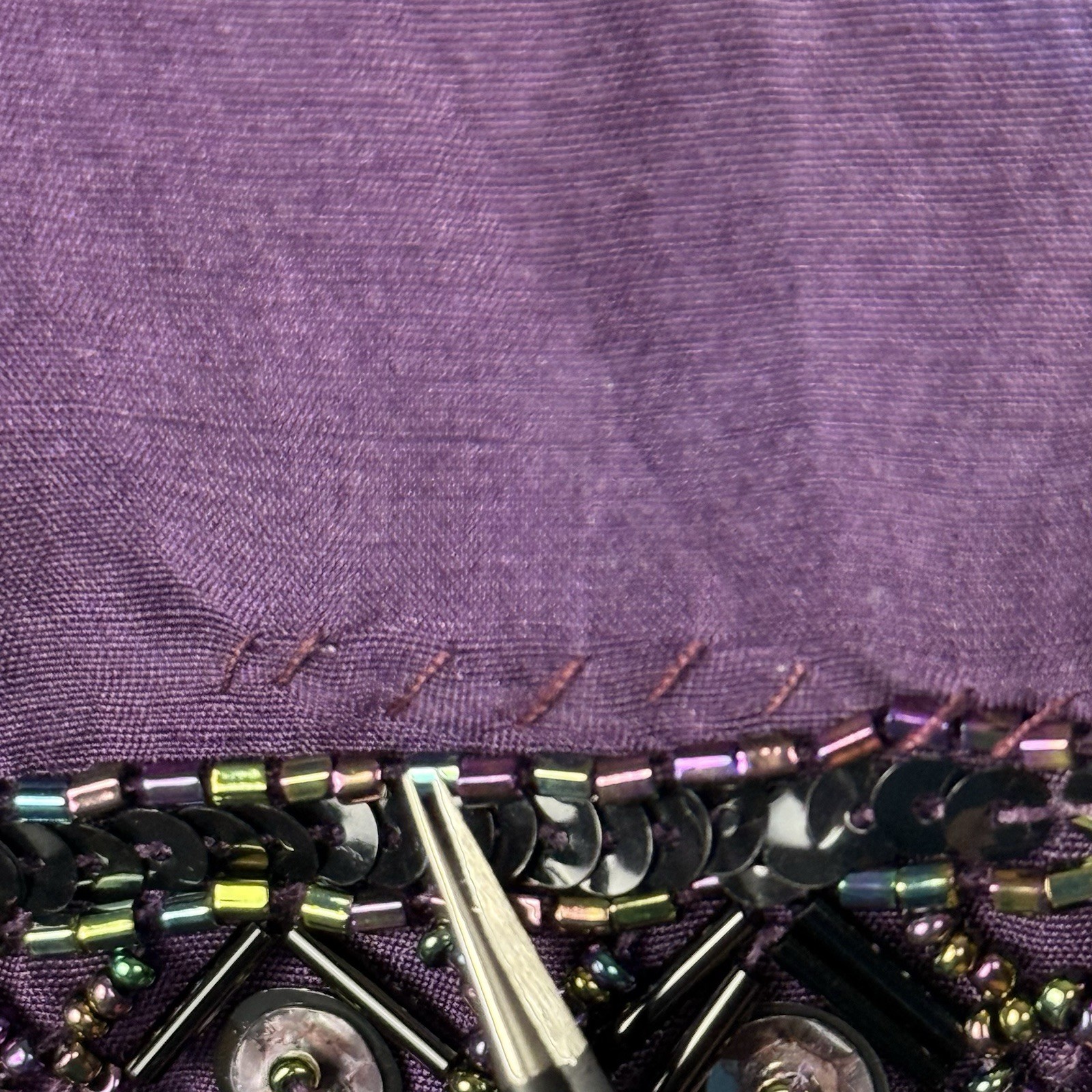 Vtg ICE Embellished Beaded Jacket Top 100% Silk Size 10 Purple Special Occasion