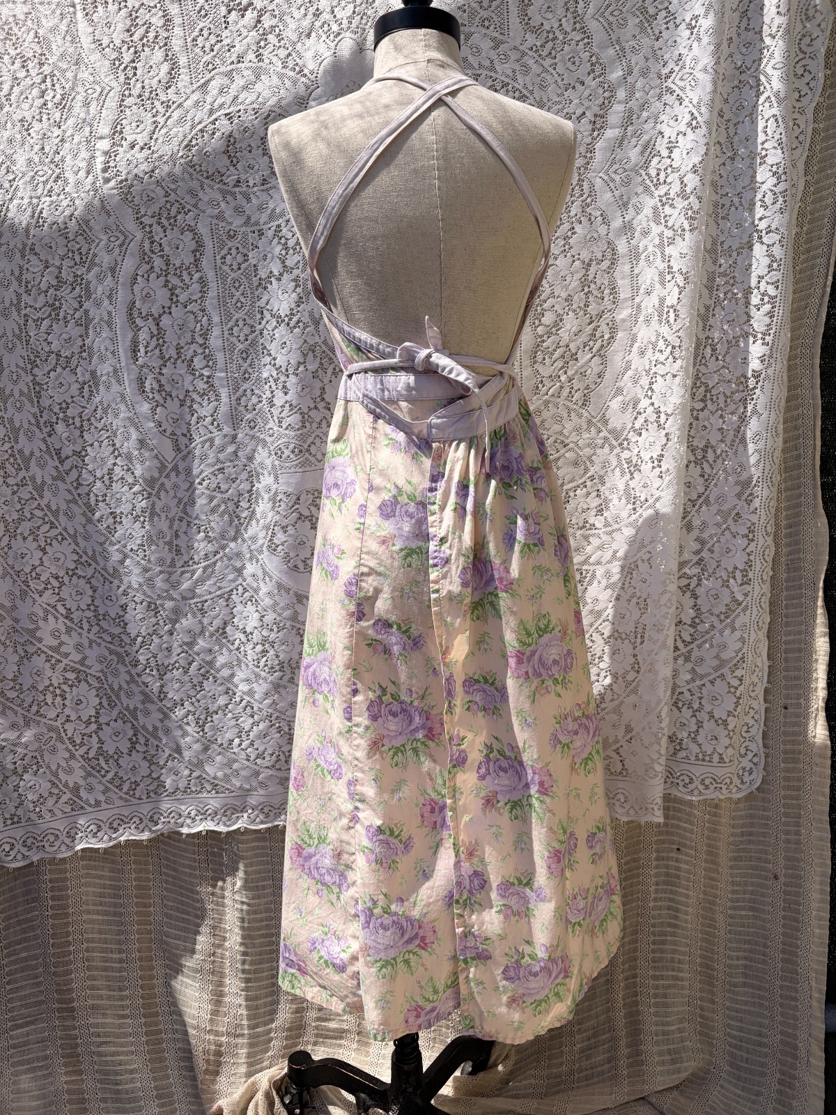 Vintage Floral Cottagecore dress Pink Lavender Rose XS/S FoxyLady San Francisco