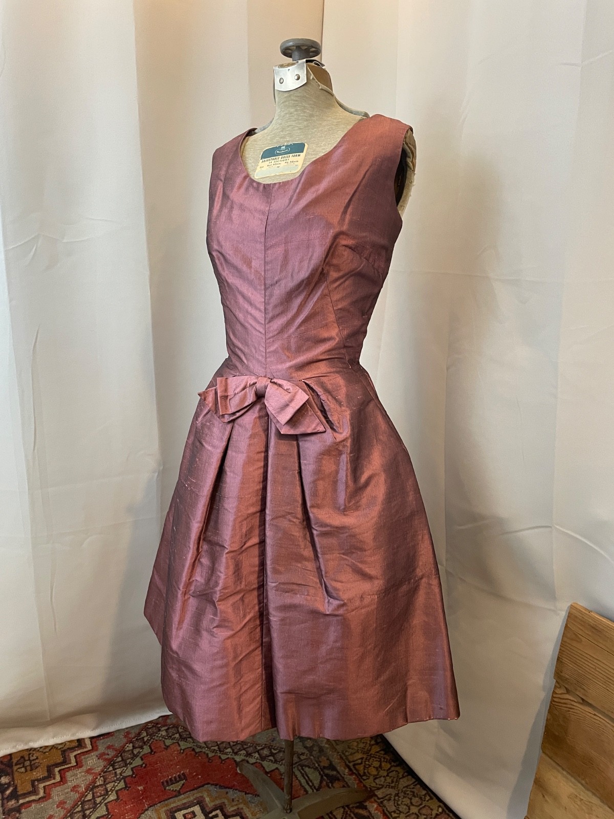 Amethyst Purple Raw Silk Cocktail Party Dress 1950s Vintage Rockabilly XS S