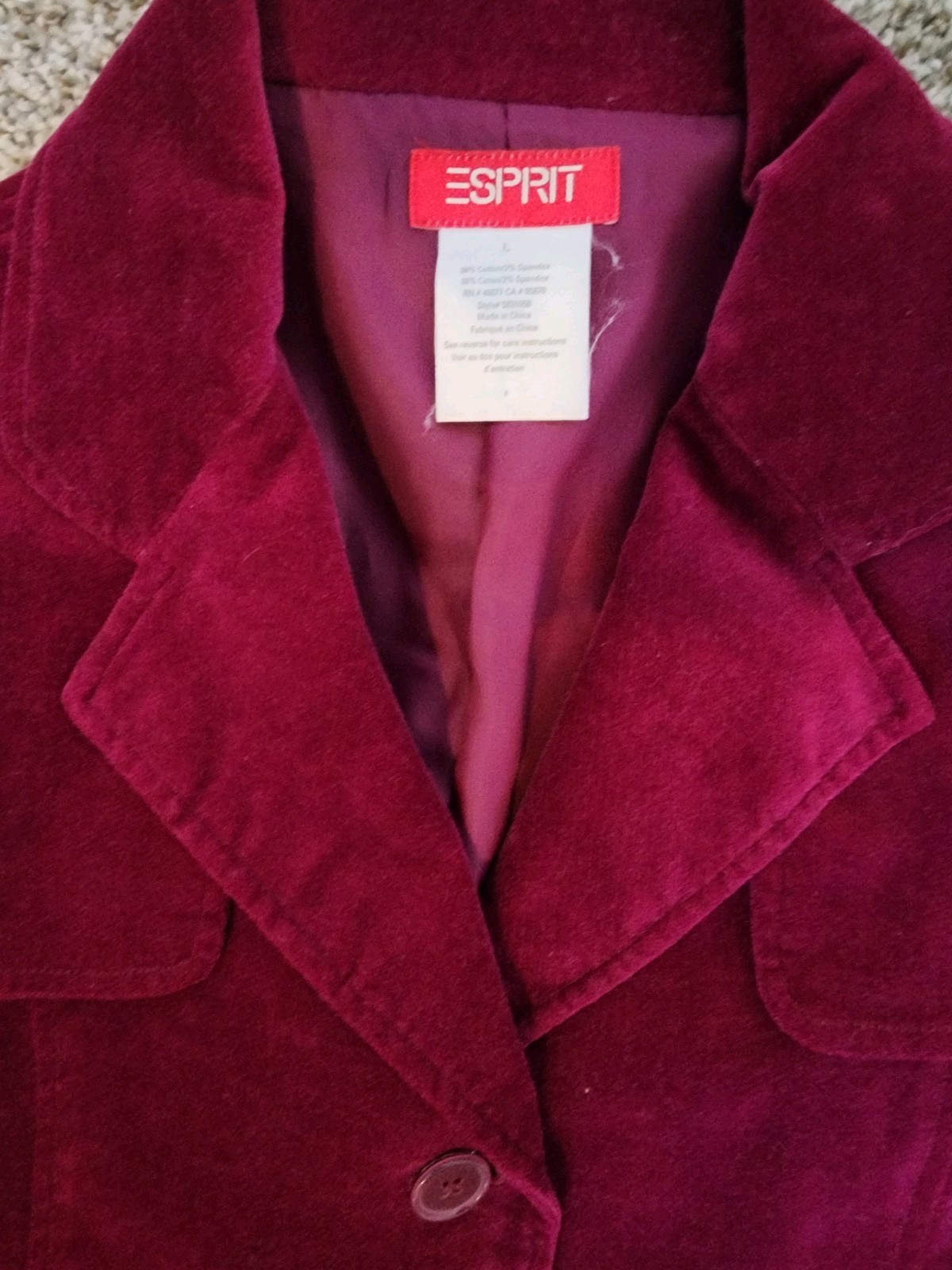 ⚡️VTG RARE 🔥 ESPRIT Magenta Velvet Trench Y2K INDIE SLEAZE L retro festival 💖