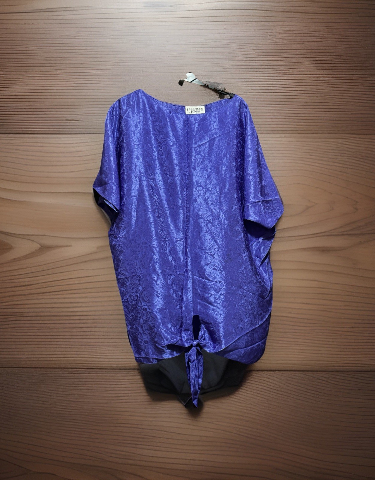 Courtney Jones by Teddi Long Blouse Tunic Women’s No Size Tag Purple Vtg 1980s