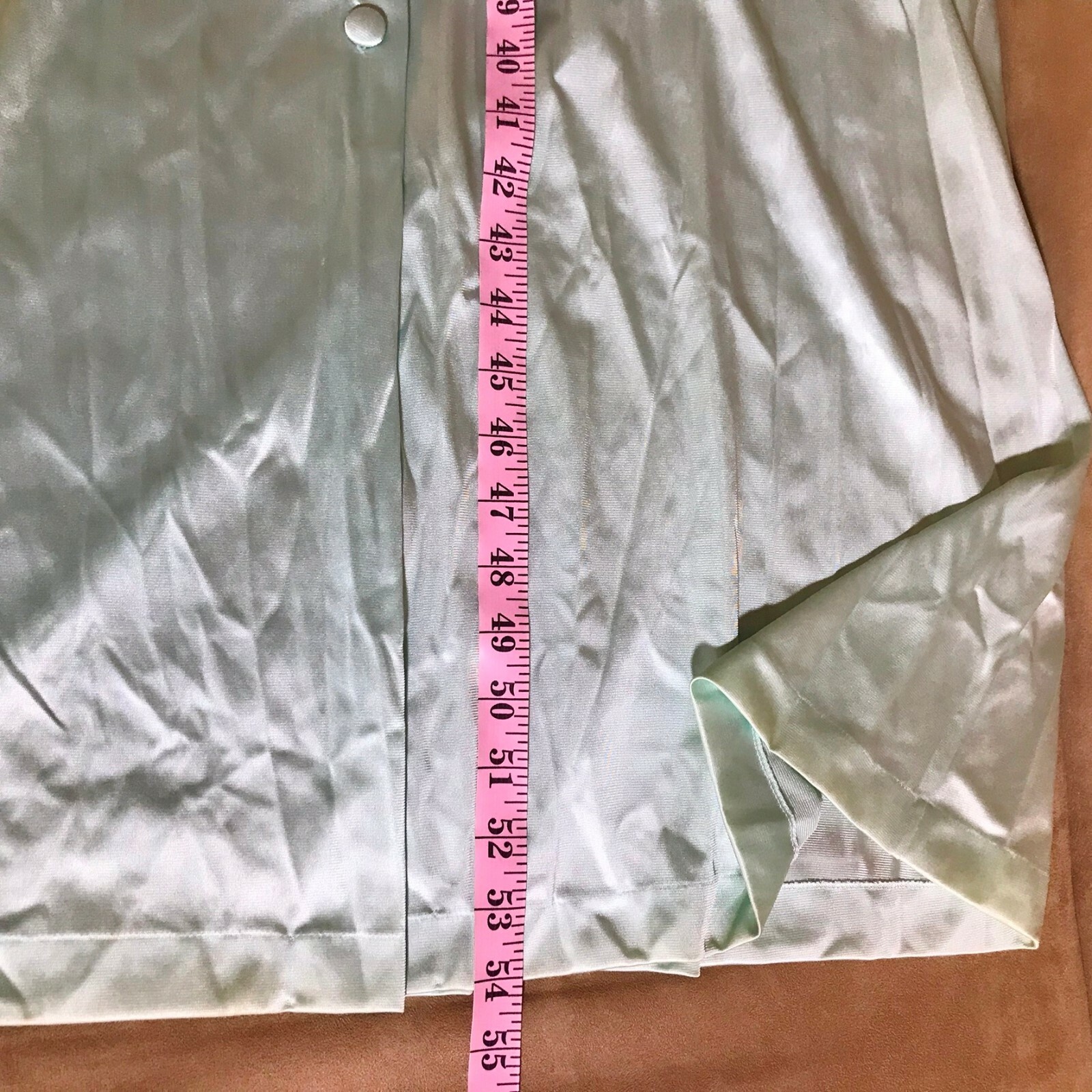 JC Penney Robe Full Length Vintage Minty Green Ivory Sheer Lace Size P