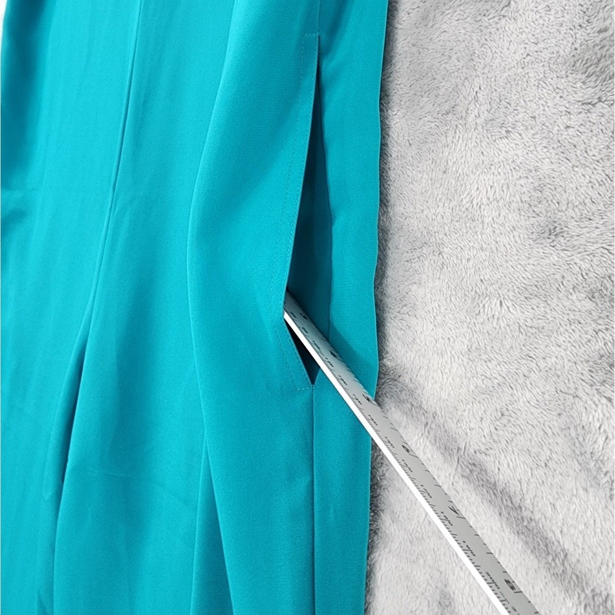 Vintage Frances Henaghan Jumpsuit Womens 8 Teal Blue Silky Tie Belt Long Sleeve