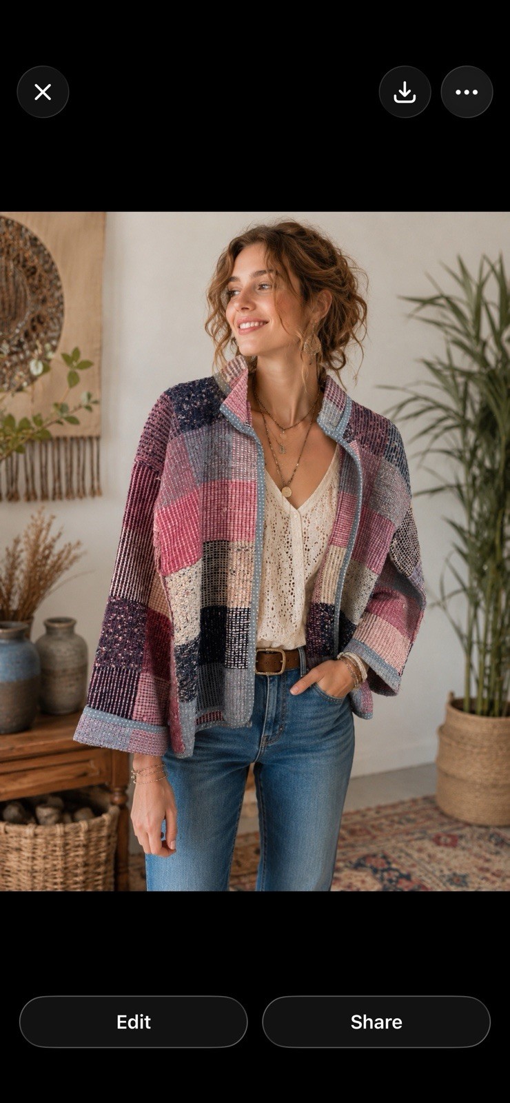Handwoven Patchwork Jacket Women’s Cottagecore Boho Textile Coat Art To Wear EUC