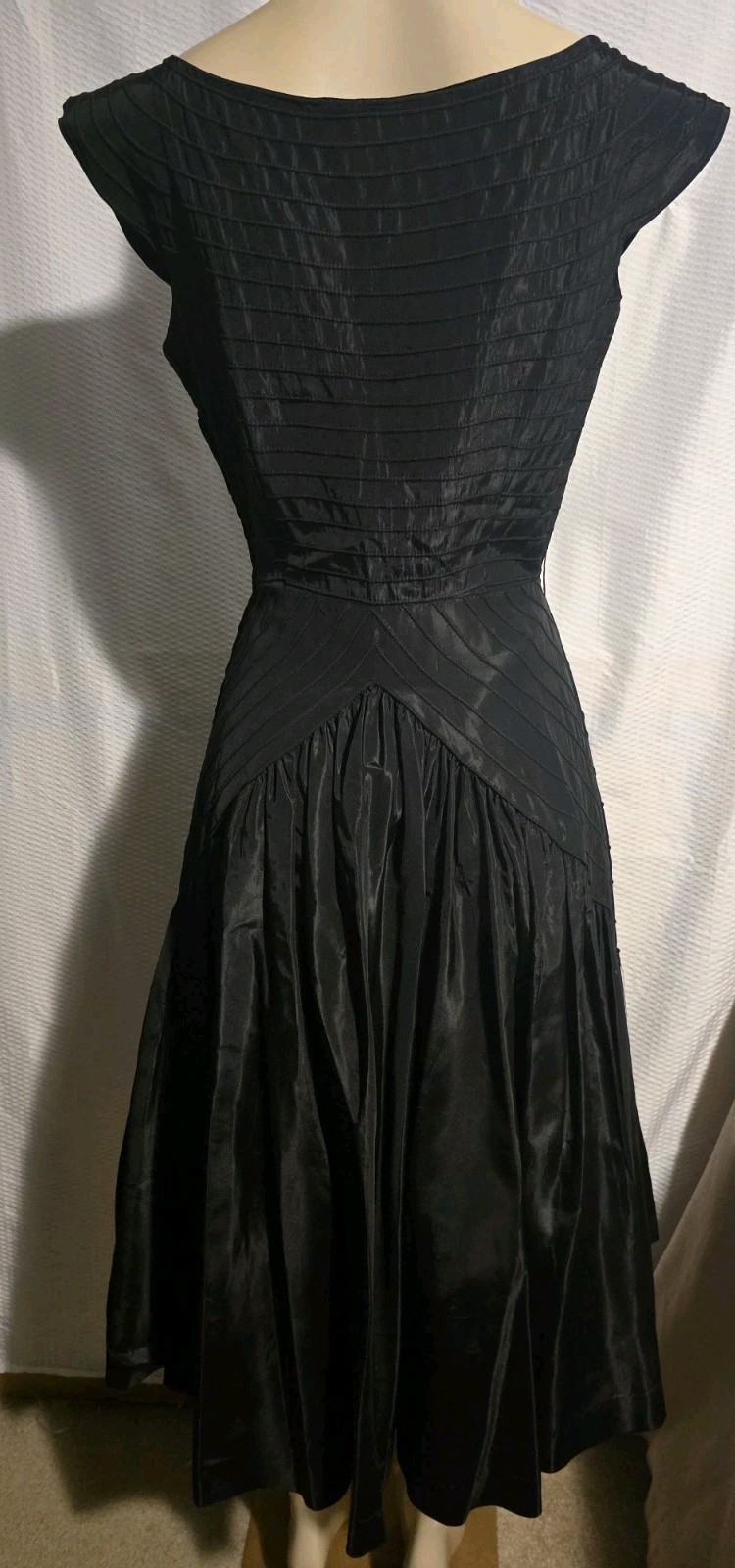 Vtg 1950&rsquo;S Kasper Of Arnold Fox Black Taffeta Designer Dress MCM Size S/M