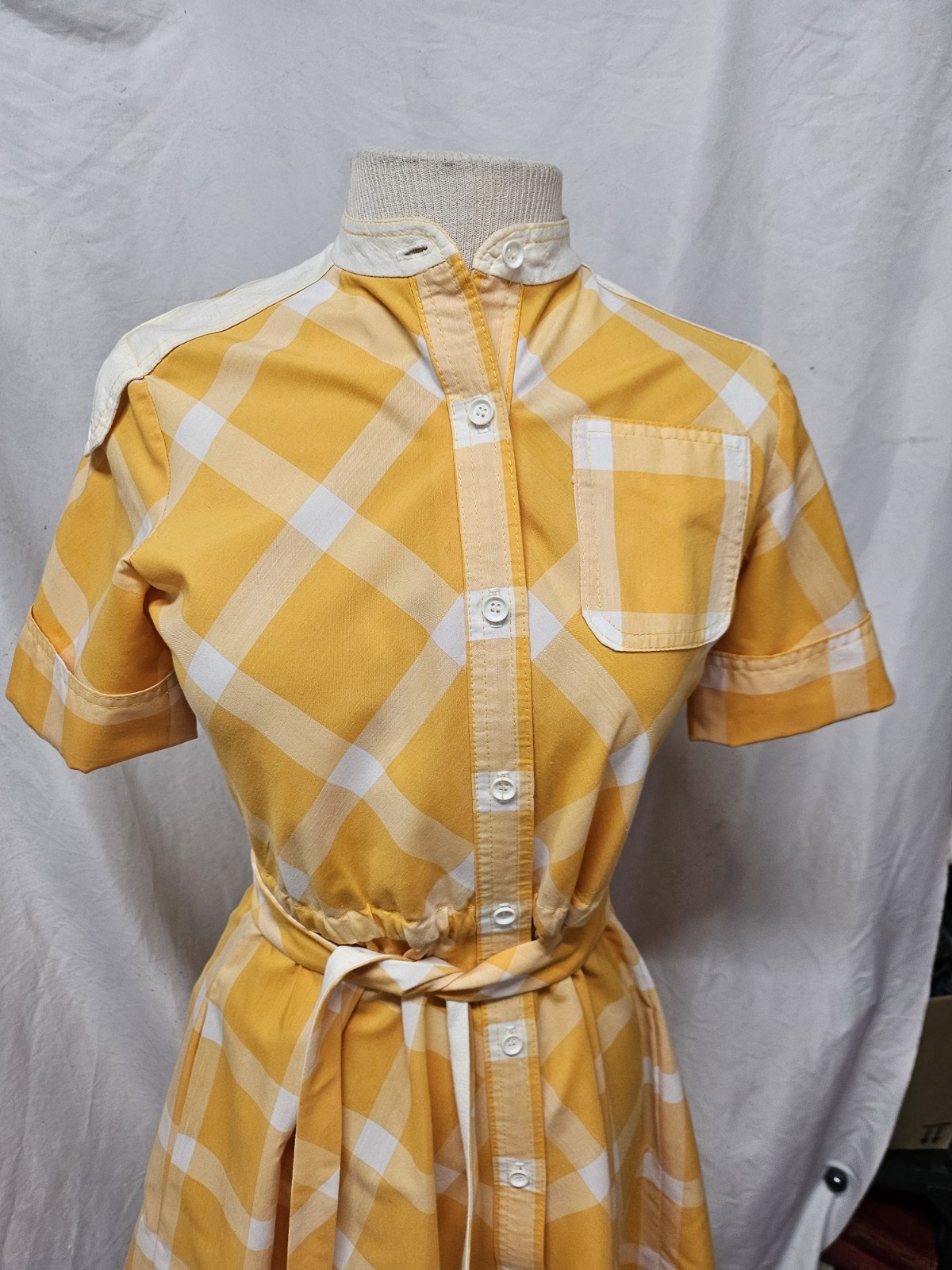 Vintage 1950’s Yellow Gingham Adorable Cotton Tea Dress By Montaldos Size 4