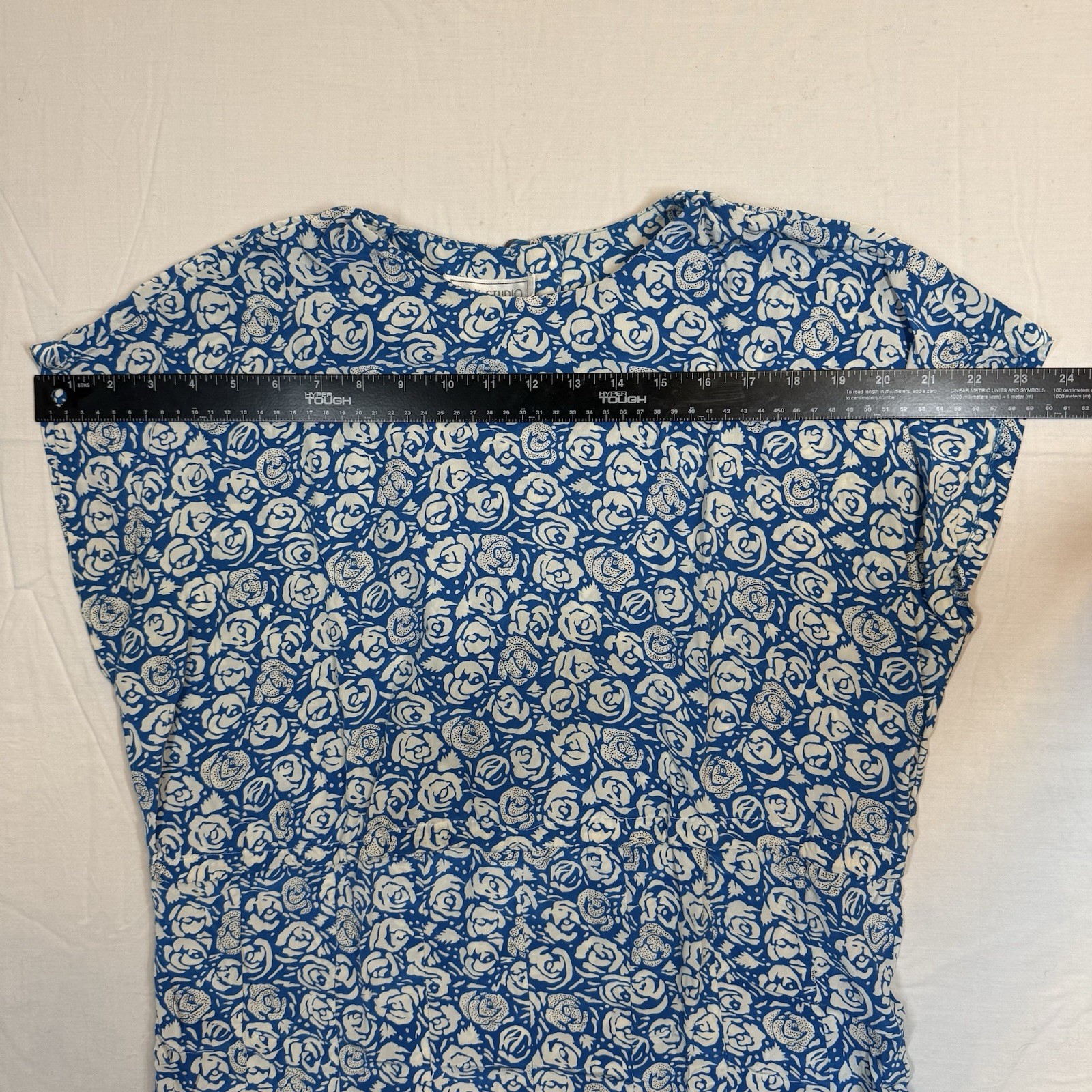Blue Floral Rose 100% Silk Dress Vintage Petite 1980s Silk Studio Petites 10P