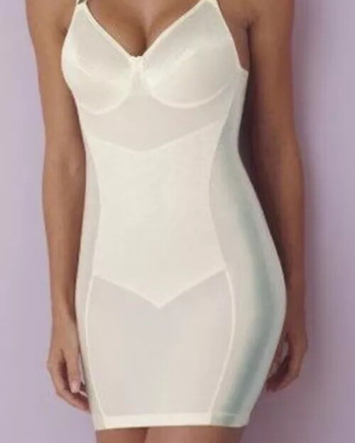 36 D NWT Vintage Short Satin Spandex Open Bottom Girdle Bra Slip