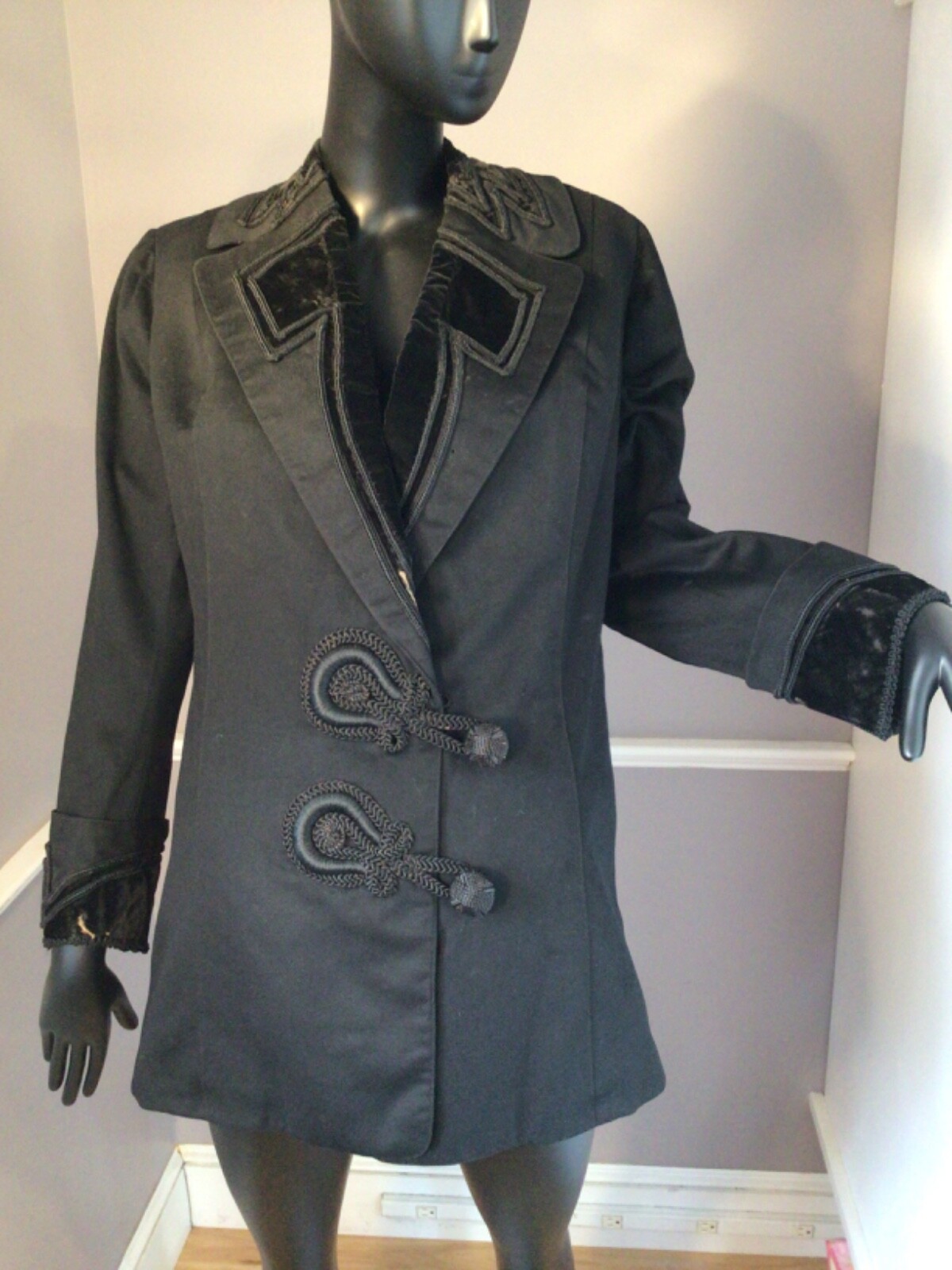 Authentic Philadelphia 1910 Suffragette FINE Wool Jacket velvet trim (E50)
