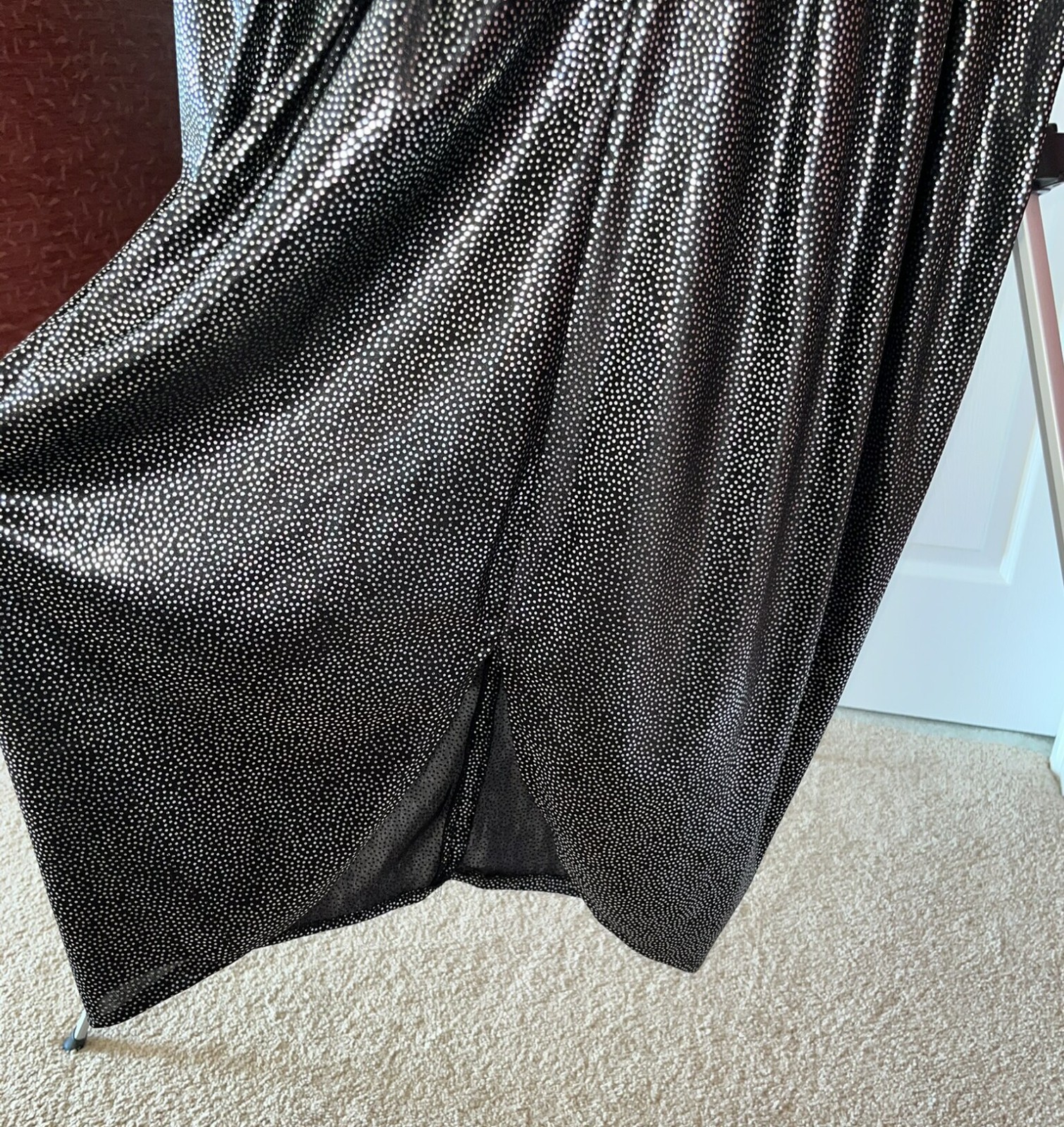 Vintage Tags 1980s Silver Black Flutter Slv Disco Dress 80s Size 20 ½ Curr 14-16
