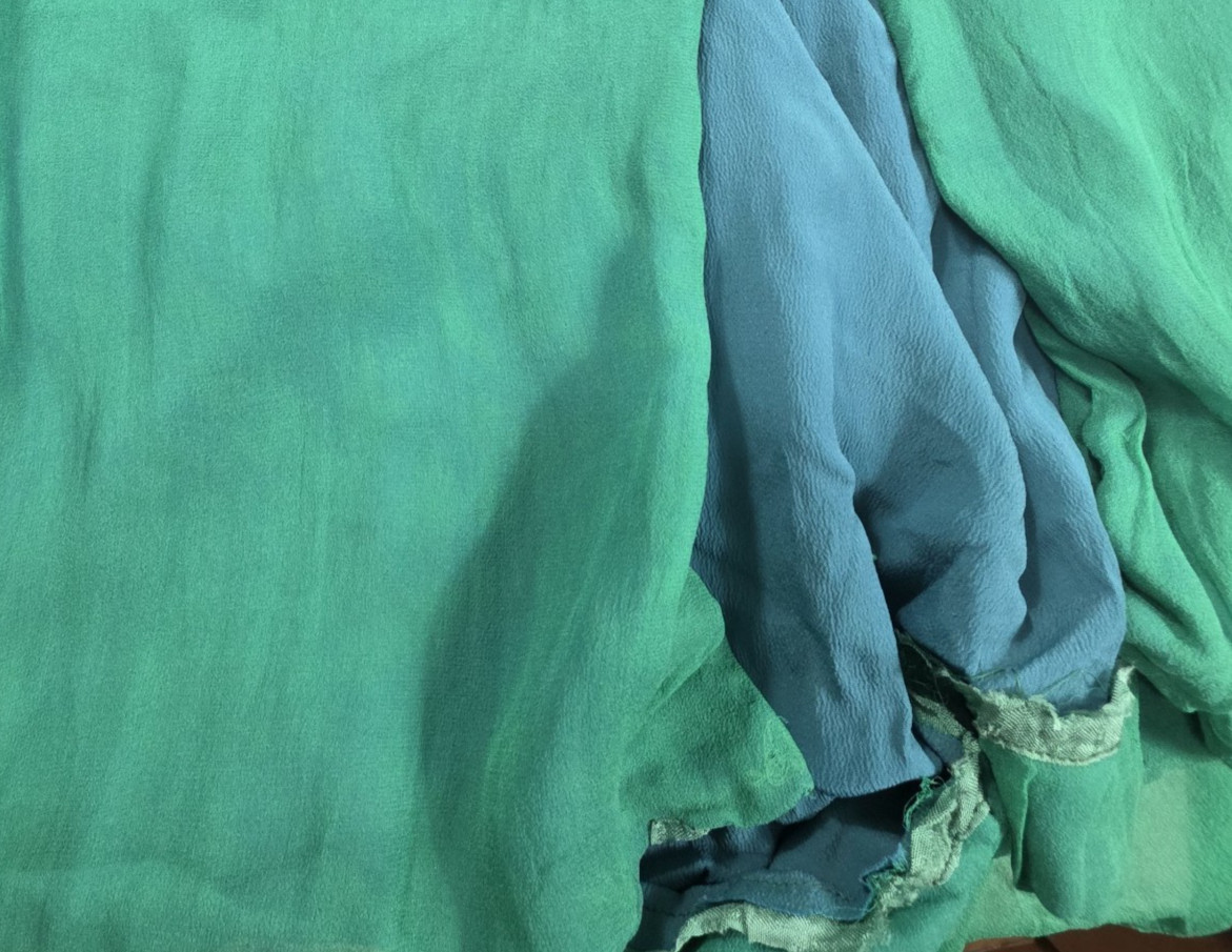 VTG John Doyle Bishop Seattle Beaded Silk Chiffon Gown Green Avant Garde Read