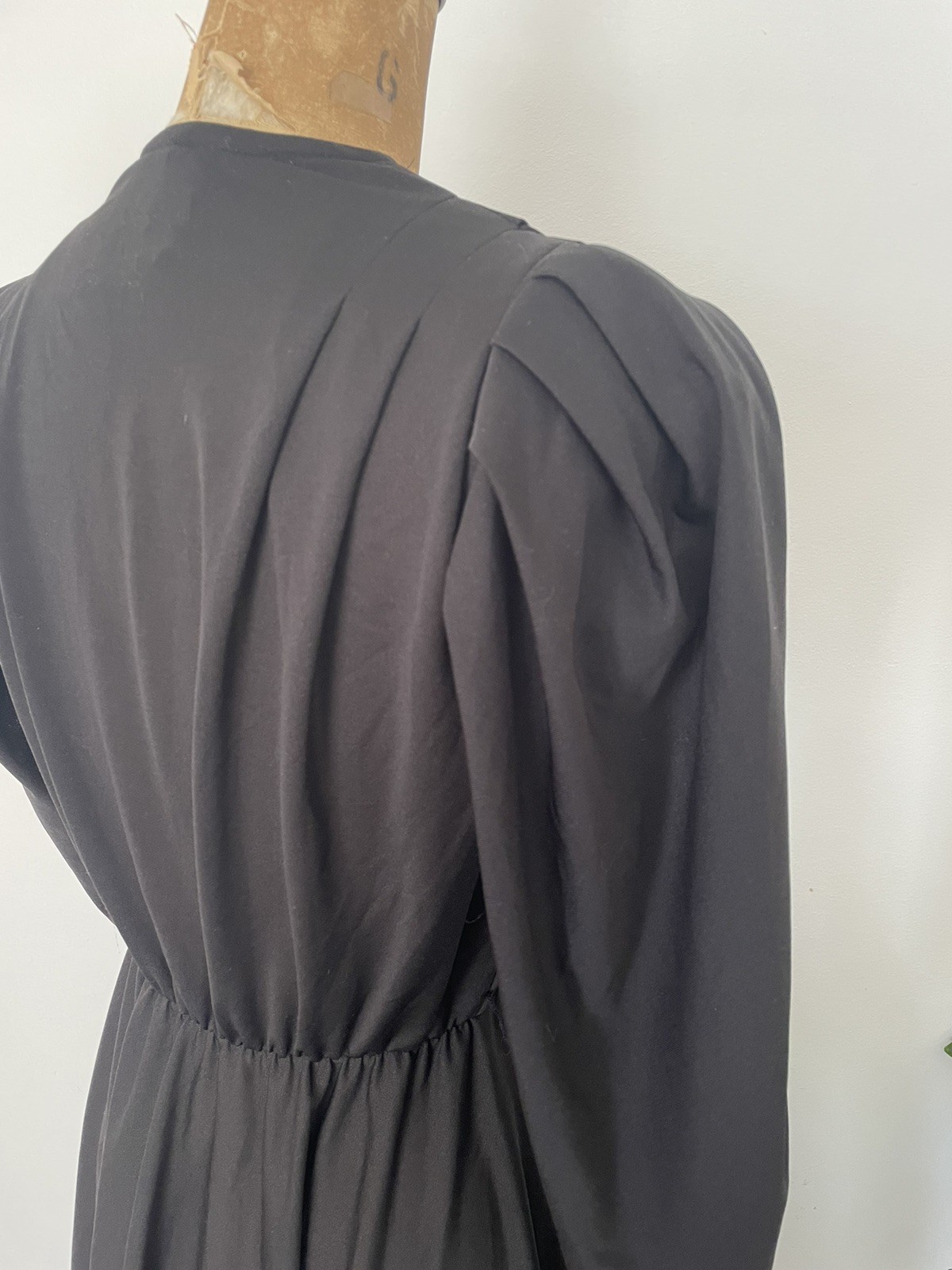 Vintage 1970’s – Early ‘80s Black Disco Dress Puff Sleeves ILGWU USA XS/S