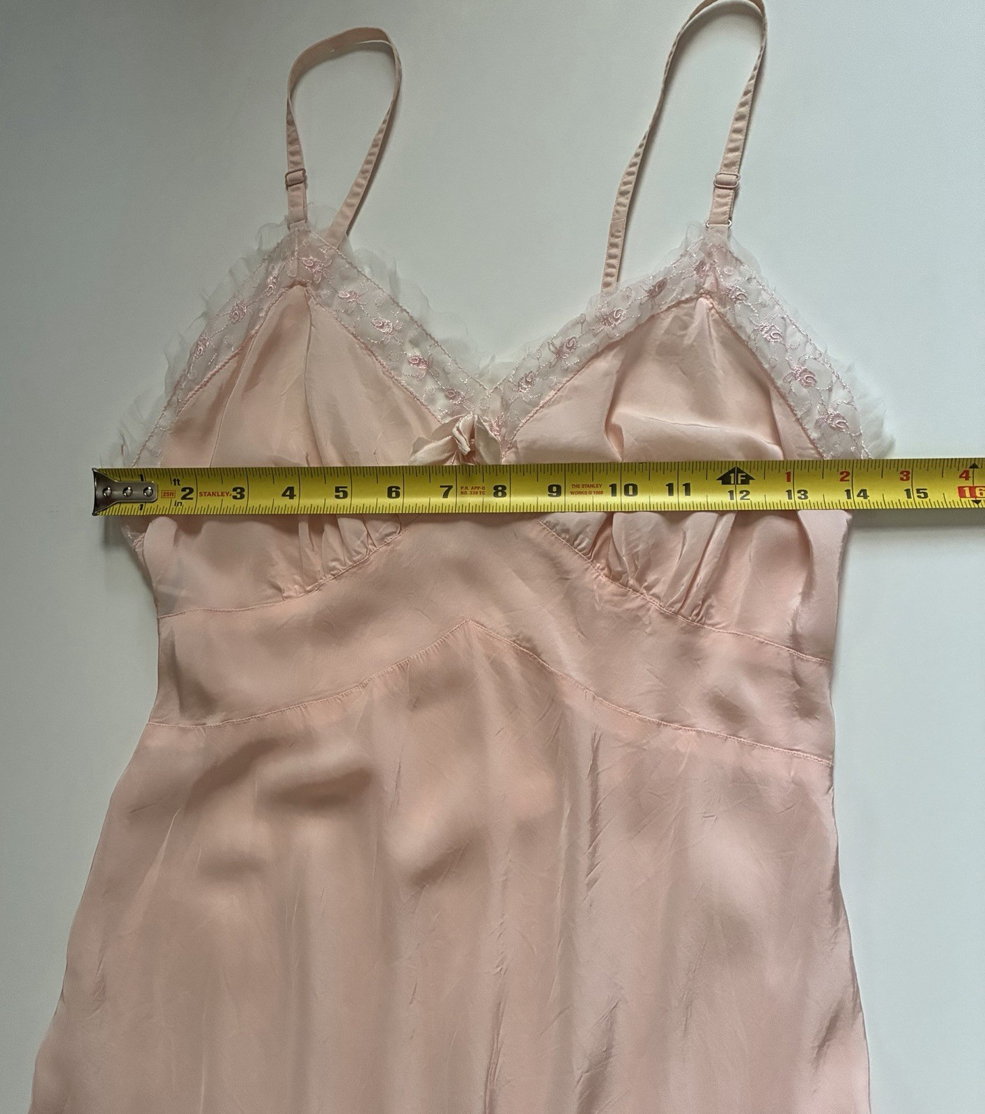 Vintage Pink Charmode Sears Roebuck Rayon Lace Tulle Nightgown Small ￼1950’s