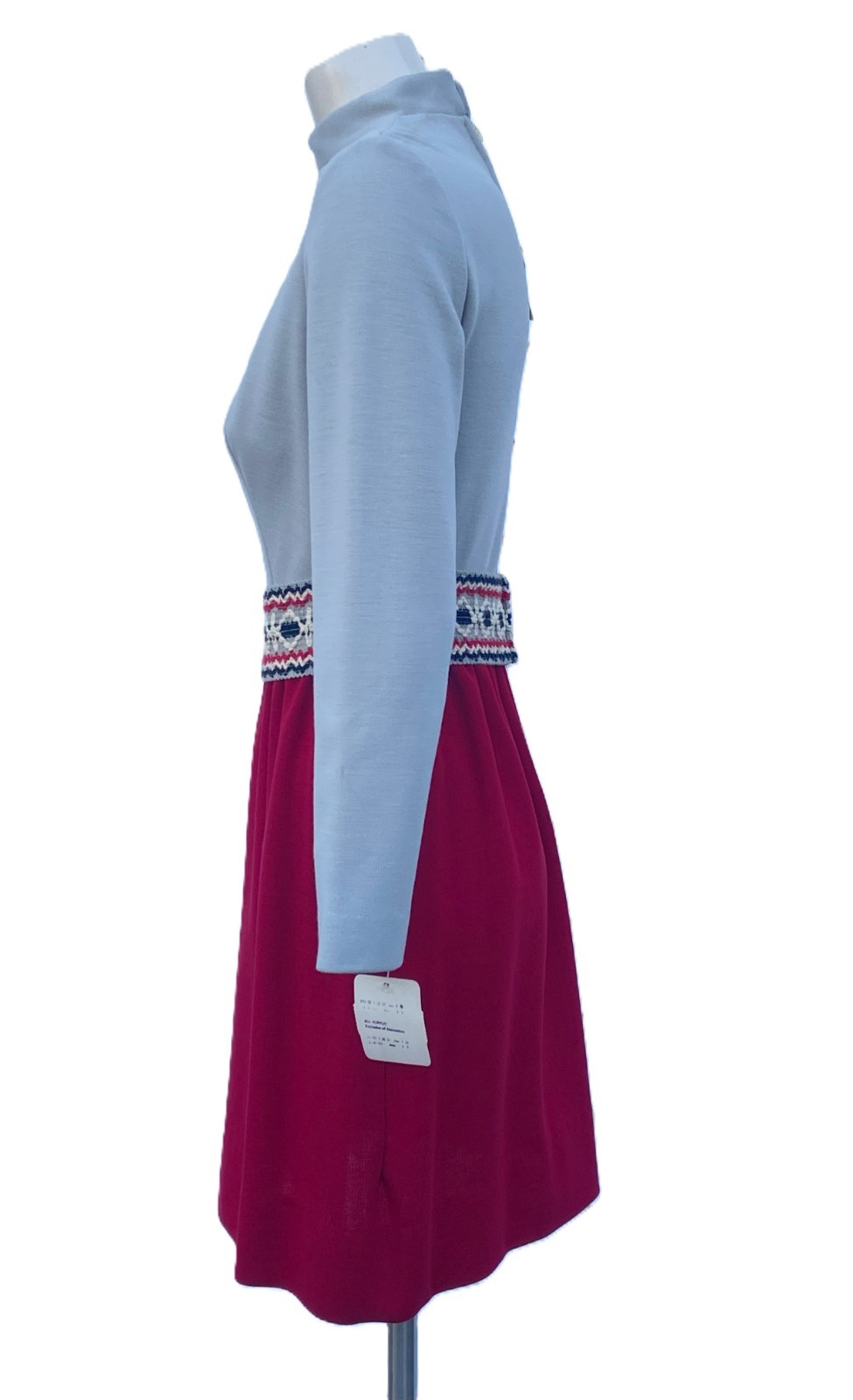 Lanz Vintage 60s Nancy Sinatra GoGo Mod Long Sleeve Mock Neck Belted Dress 13