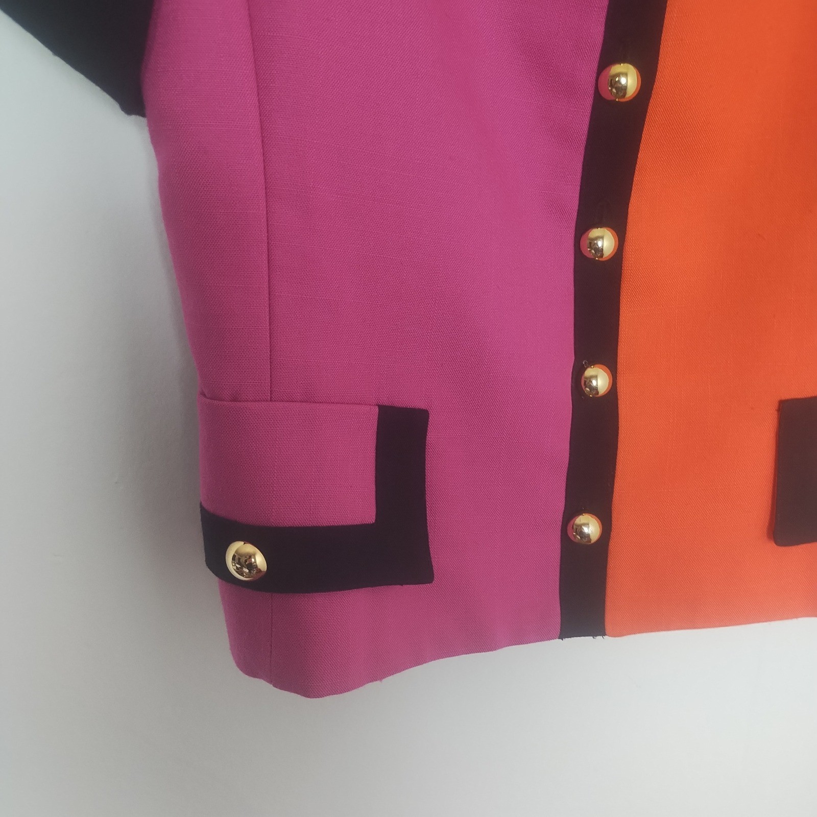 Vintage David Warren Colorblock Blouse Women&rsquo;s 8 80s Mod Maximalist Union Made