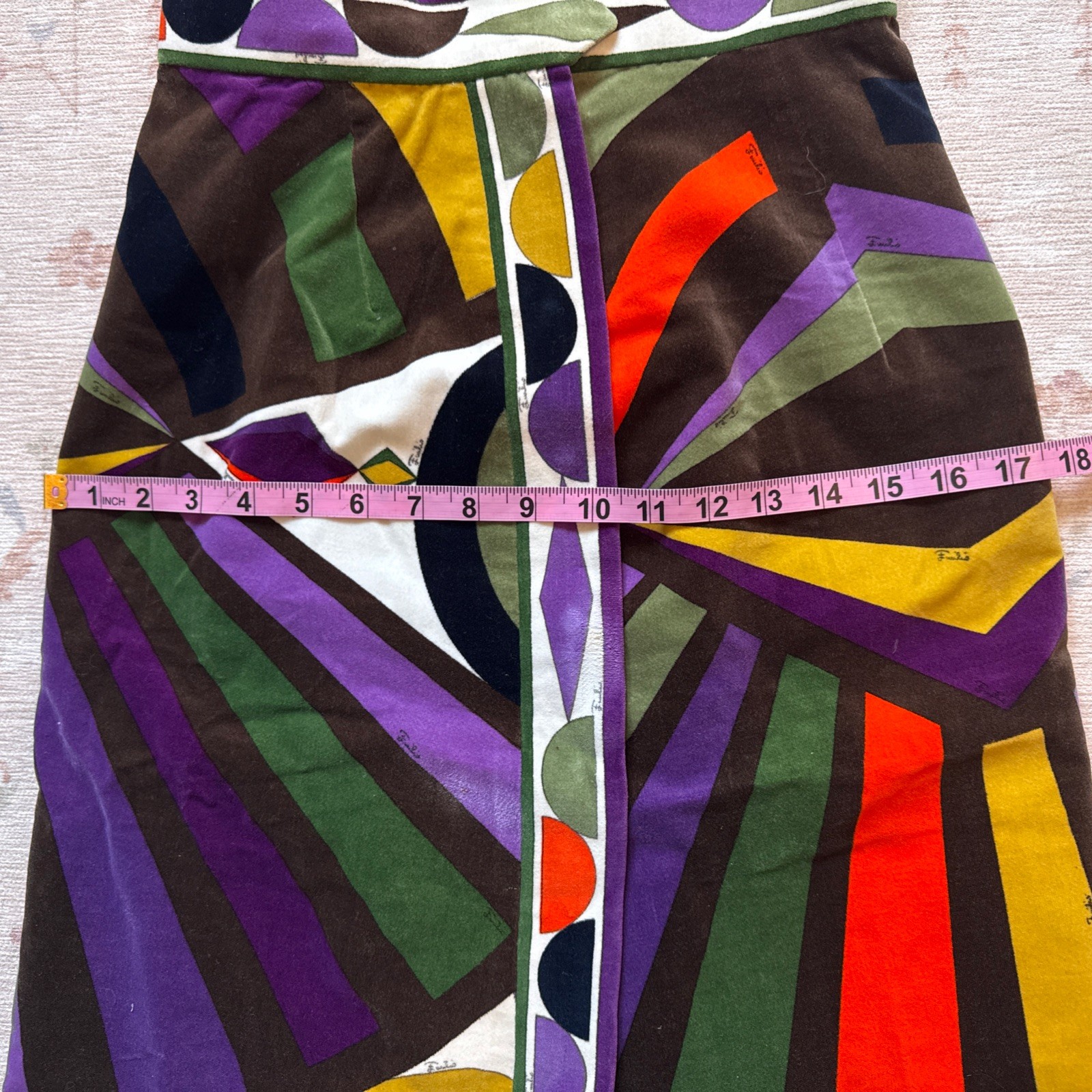 Vintage 1960’s Emilio Pucci For Saks Fifth Avenue Velvet A-Line Skirt XS Mod