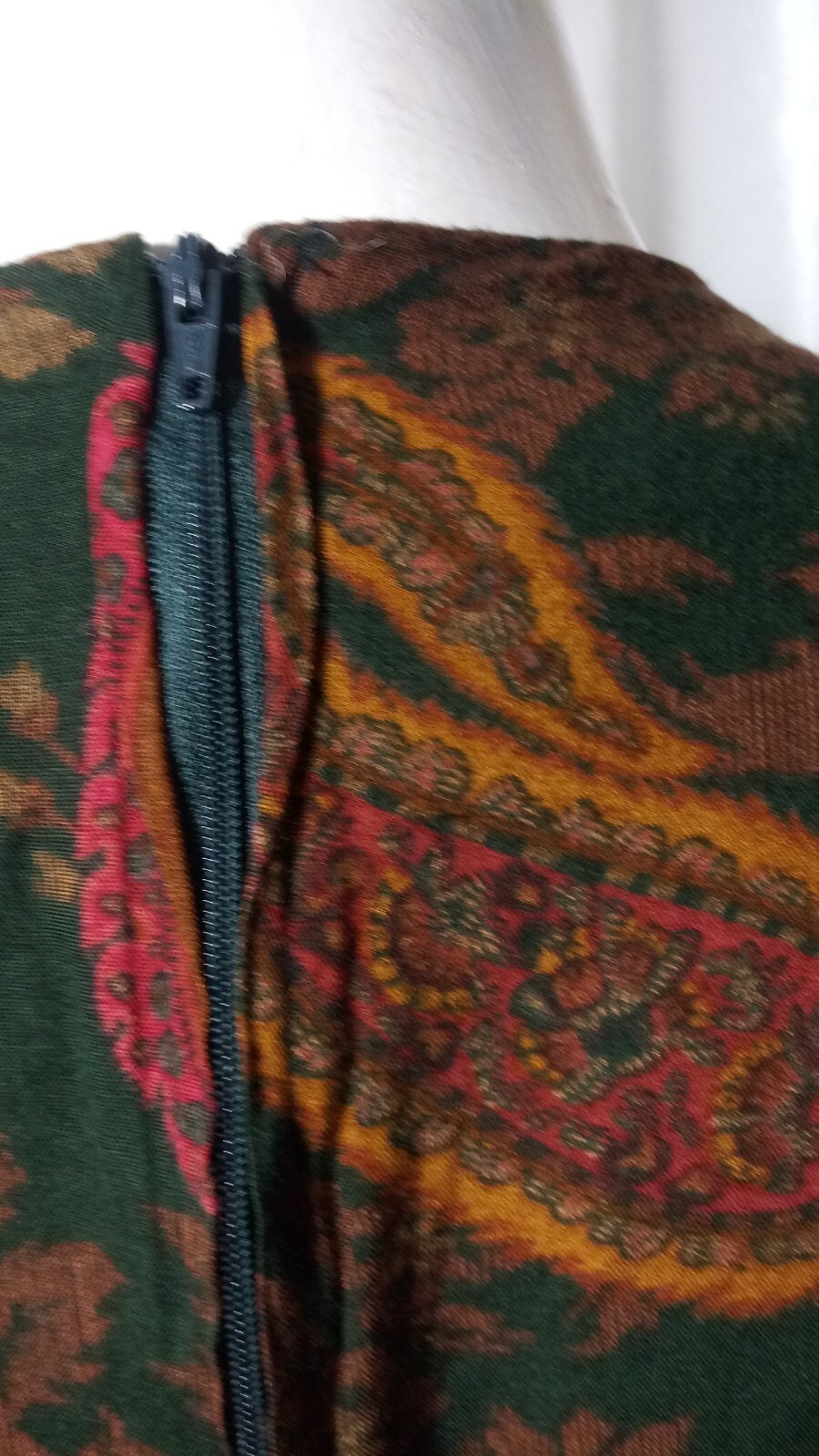 Vintage Another Thyme Paisley Vested Midi Pleated Dress Green Cottagecore Sz 8