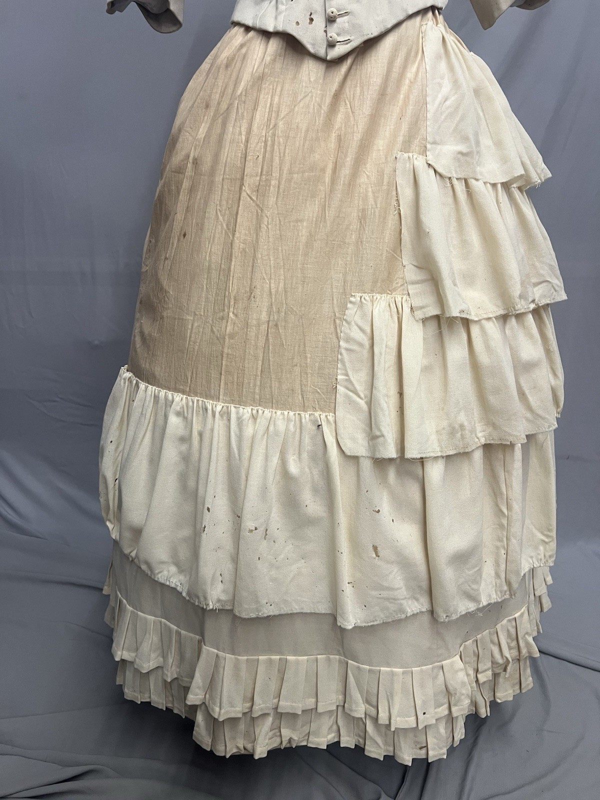 1870’s Two Pc Ivory Wool Bustle Gown