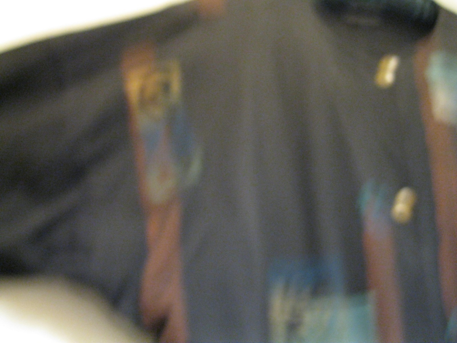 VINTAGE, BLACK COTTON JACKET, HAND PAINTED, SZ M/L, W/ FRONT POCKETS, ARTISAN