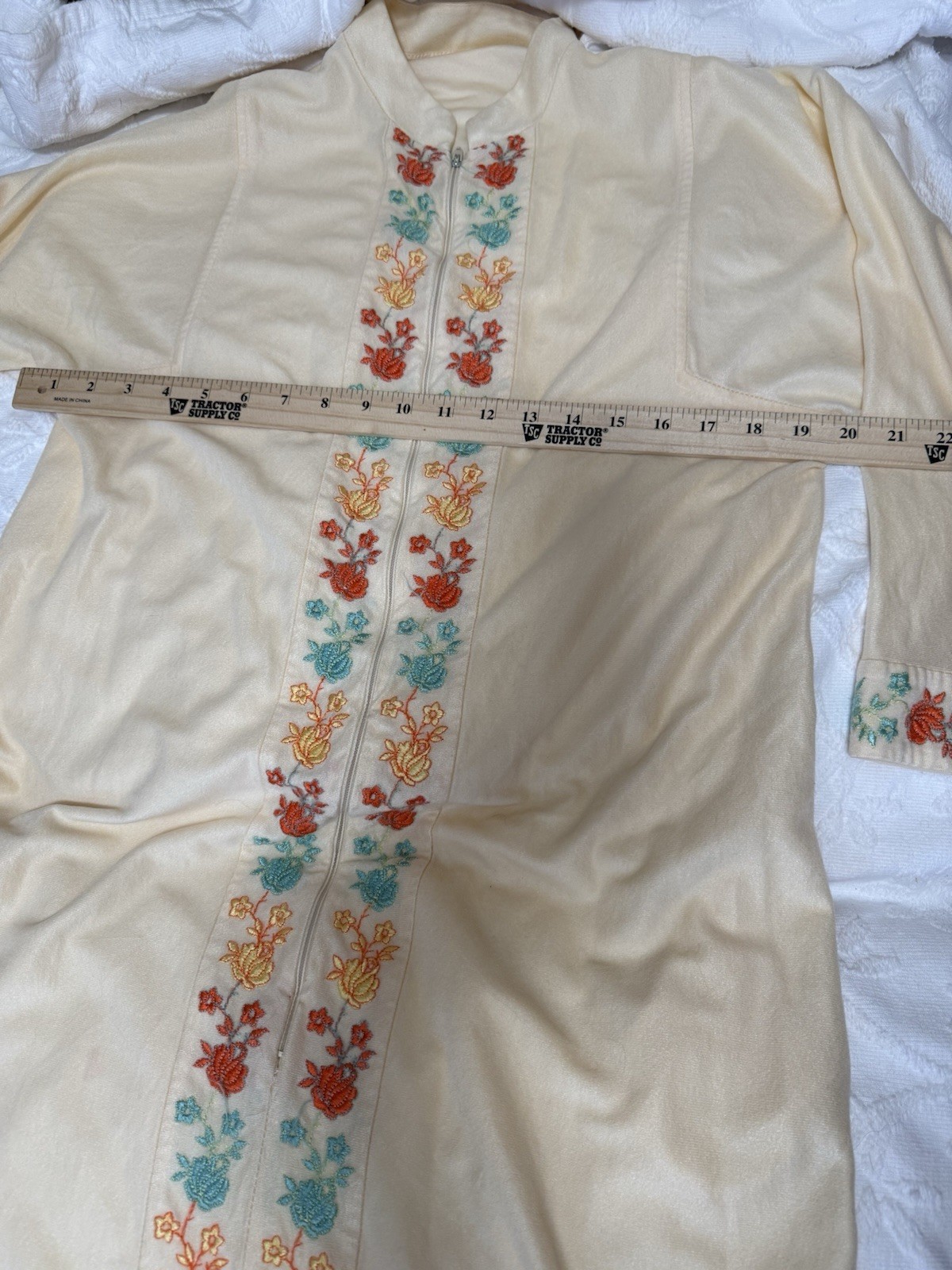 VTG 70s Embroidered Caftan Lounge Dress Grandma Chic Cottagecore Maxi