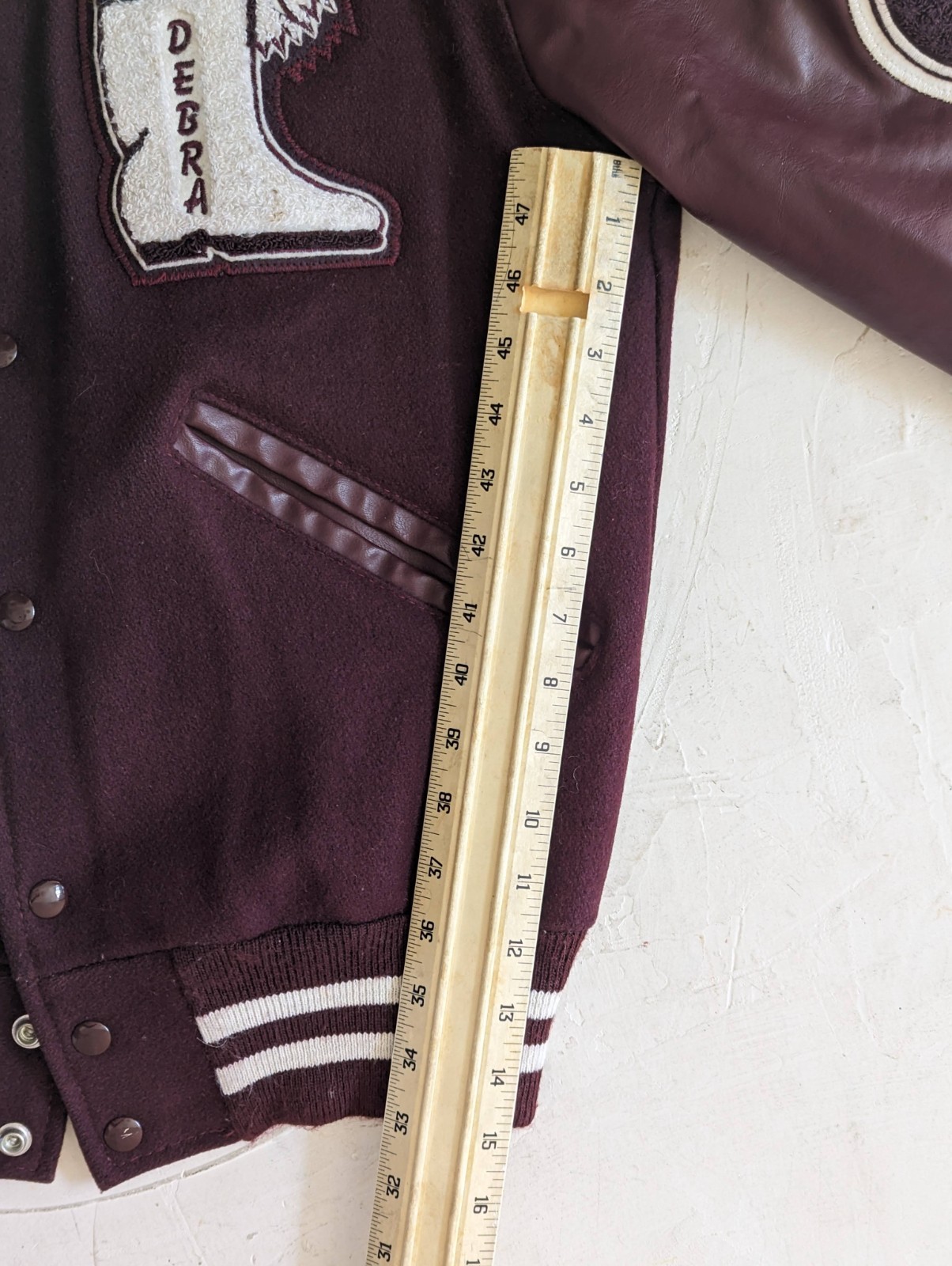 DeLONG Planoettes PSHS Varsity Jacket Maroon Wool Small Plano Senior High School