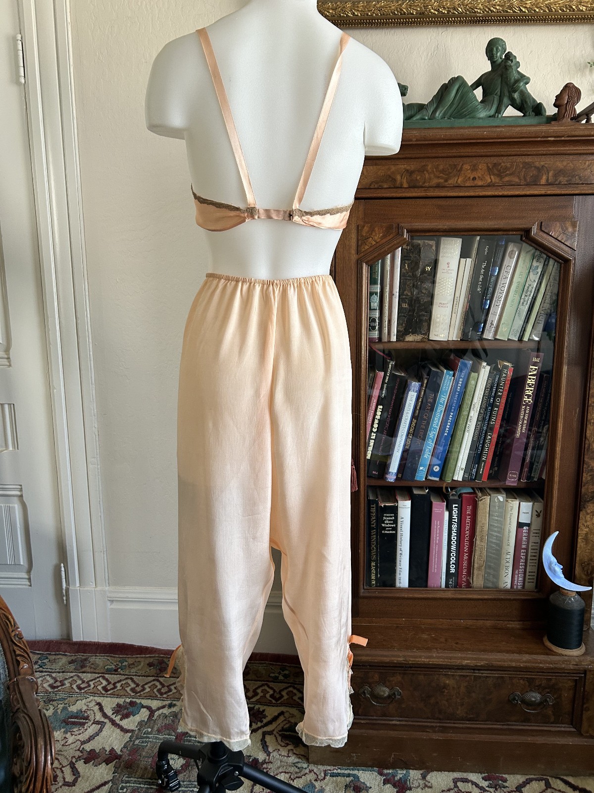 Vintage 1920s Blush Pink Bloomers Lace Trim Ribbon Antique Lingerie Rare S M 28