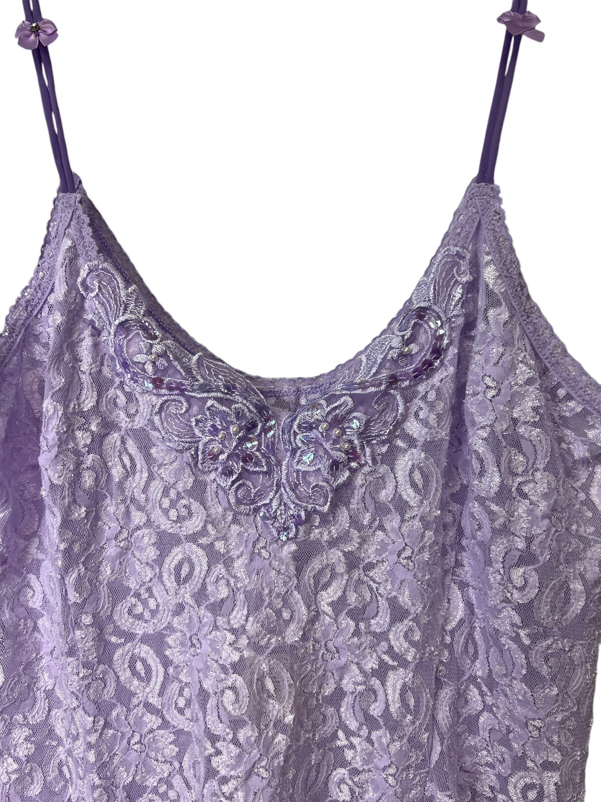 Vintage Intimate Attitudes Purple Stretch Lace Chemise Mini Lingerie Dress 3X