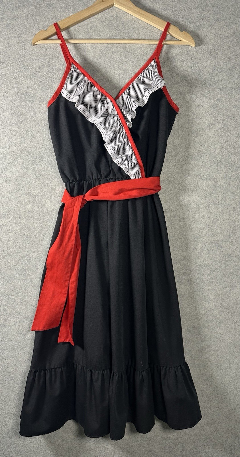 JCPenney Vintage 1983 Catalog Ruffle Sun Dress 80’s Black Sleeveless XS S 0 2 4