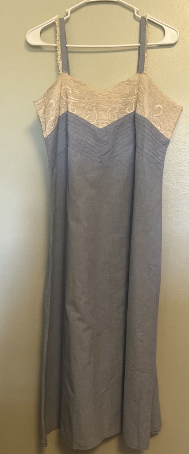 Vintage Chance Encounters Chambray Gown Robe Set M Lingerie Nightgown Pintuck