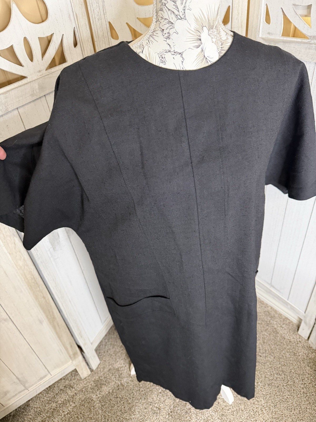 Vintage Lagenlook Midi Dress Basic Modest Secretary Size 16 USA Made