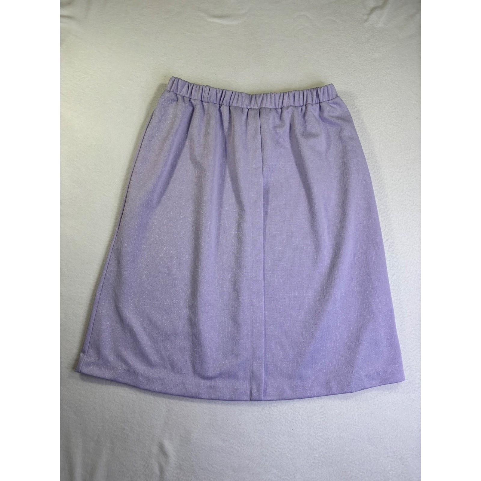 Lady Devon Vintage Lilac Purple Elastic Waist A-Line Skirt Textured Pastel XL