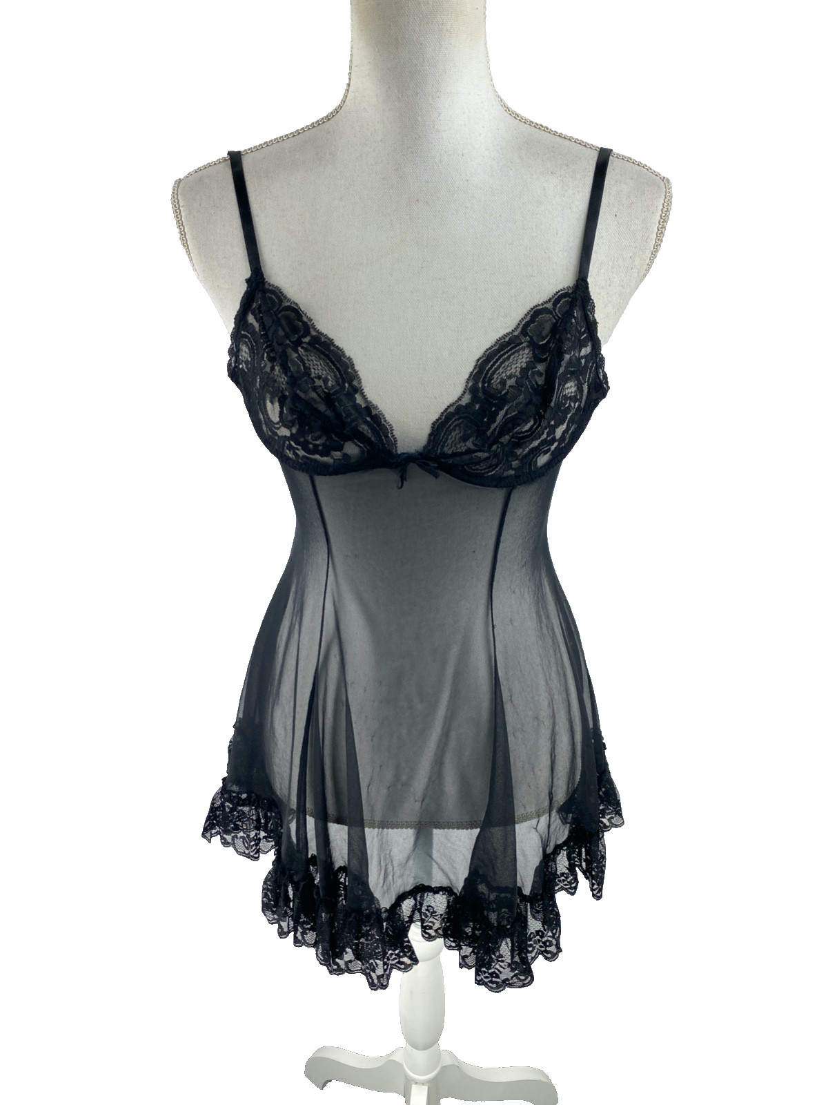 Andrea Kristoff for Escante Vtg 80s Lingerie Size S Intimate Nighty Lace Sheer