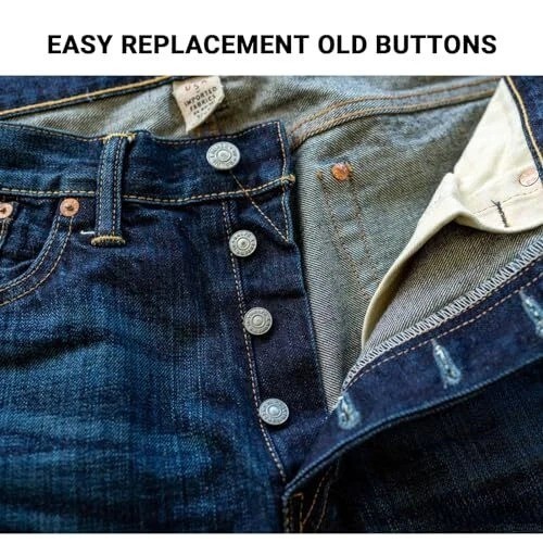 Jeans Button Replacement Screw, Jean Buttons for Loose 17mm 5 Brass + 5 Silver