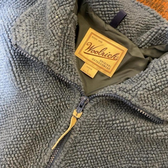 VTG Woolrich Fleece Jacket Womens Large Full Zip Blue Soft USA