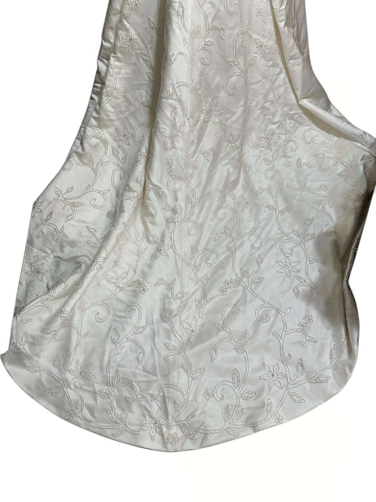 Vintage Ivory Satin Wedding Gown with Matching Shawl | Women’s Size 14
