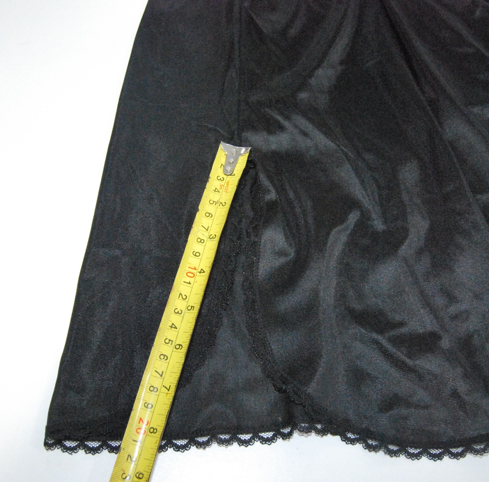 Wondermaid Vintage Nylon Half Slip Black 8 inch Side Slit Size M 22&Prime; long