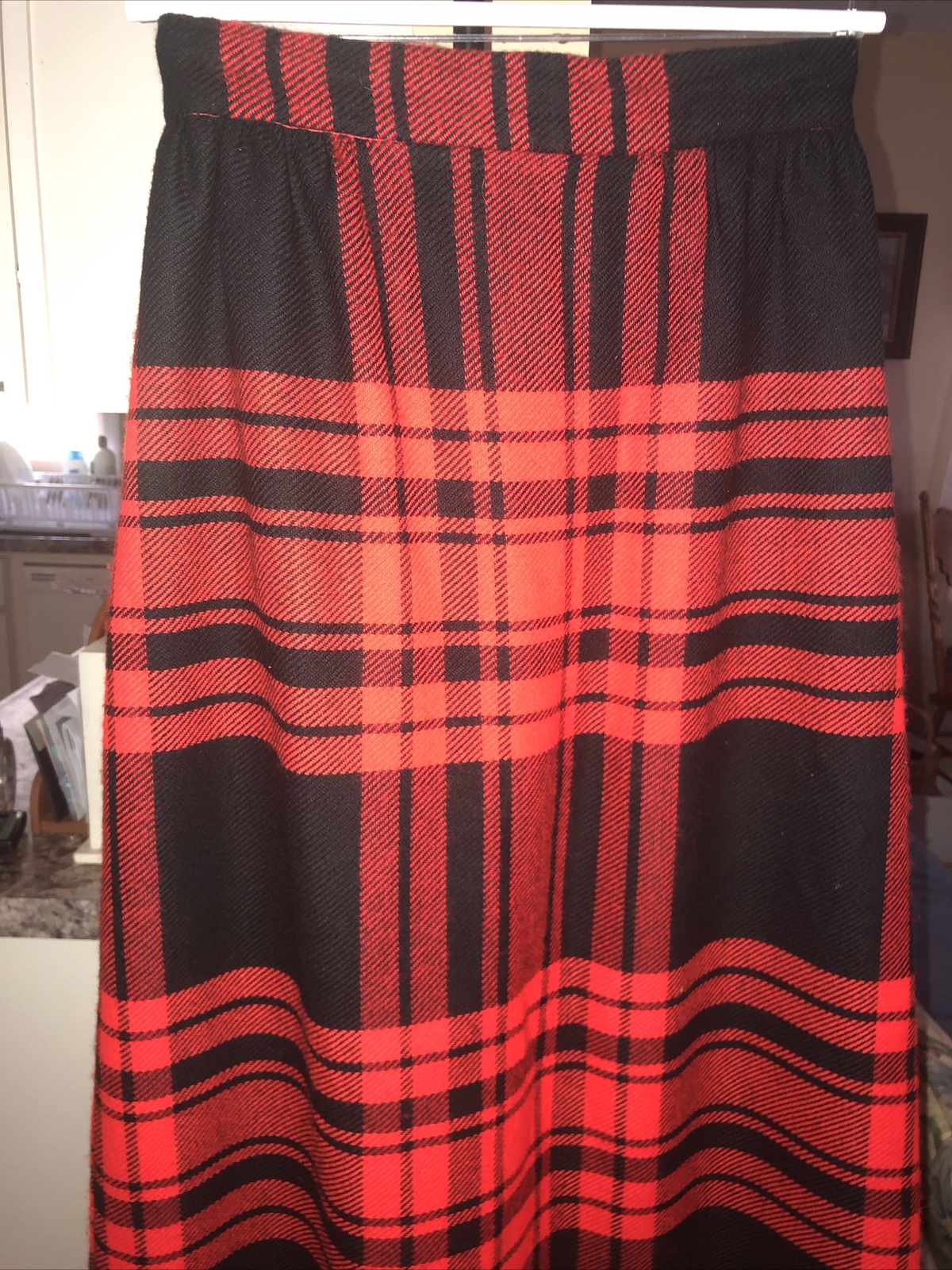 Vtg Vicky Vaughn Junior 60s 70s Swing Plaid Skirt Full Length M Retro Mod Red