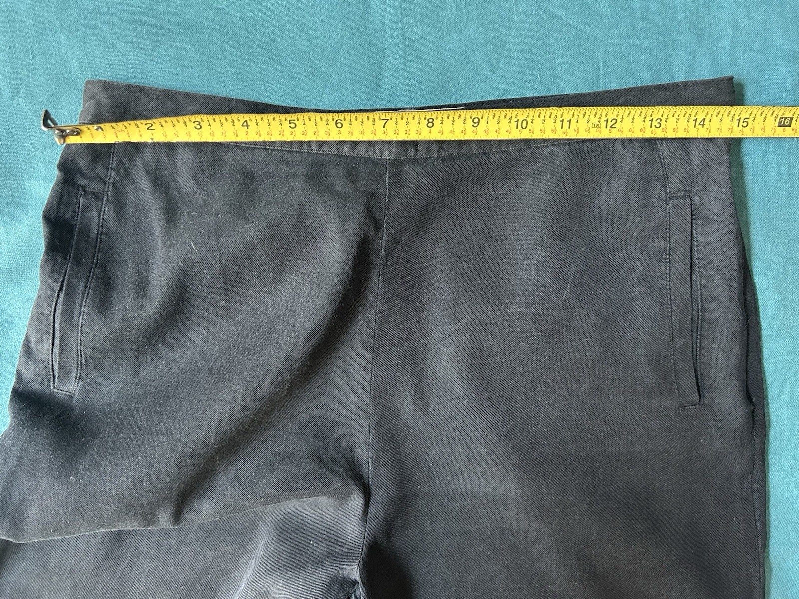 90s Capri Pants Black Silk Cotton Bobby Chan High Waist Pedal Pushers Sz 8 29” W