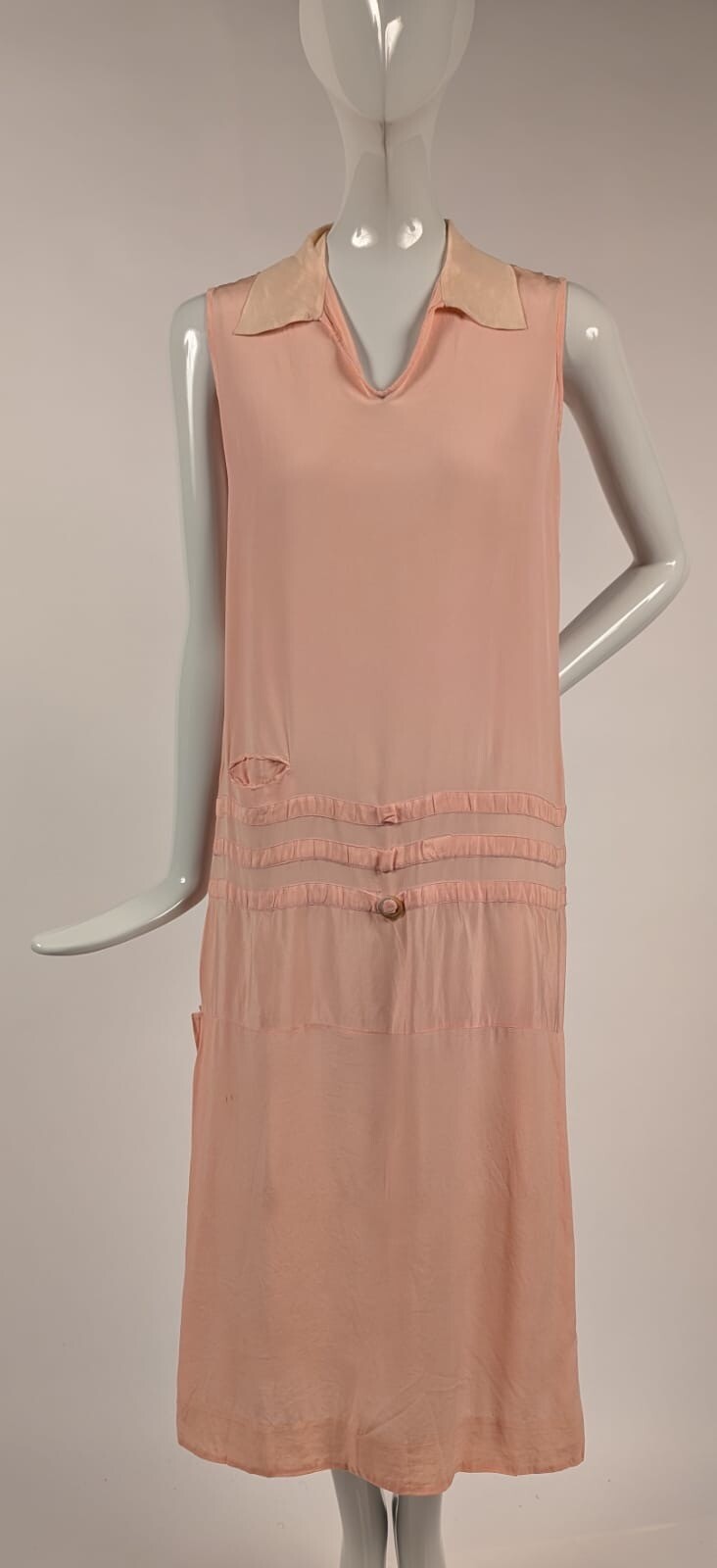 SWEET CLASSIC 1920’S PEACH SILK DROP WAIST DAY DRESS