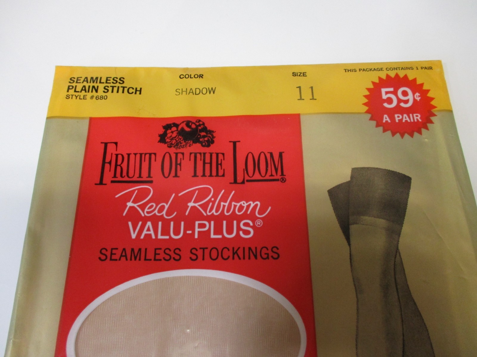 1PR VINTAGE FRUIT OF THE LOOM RHT SHEER FLAT KNIT NYLON STOCKINGS 11 MED BEIGE