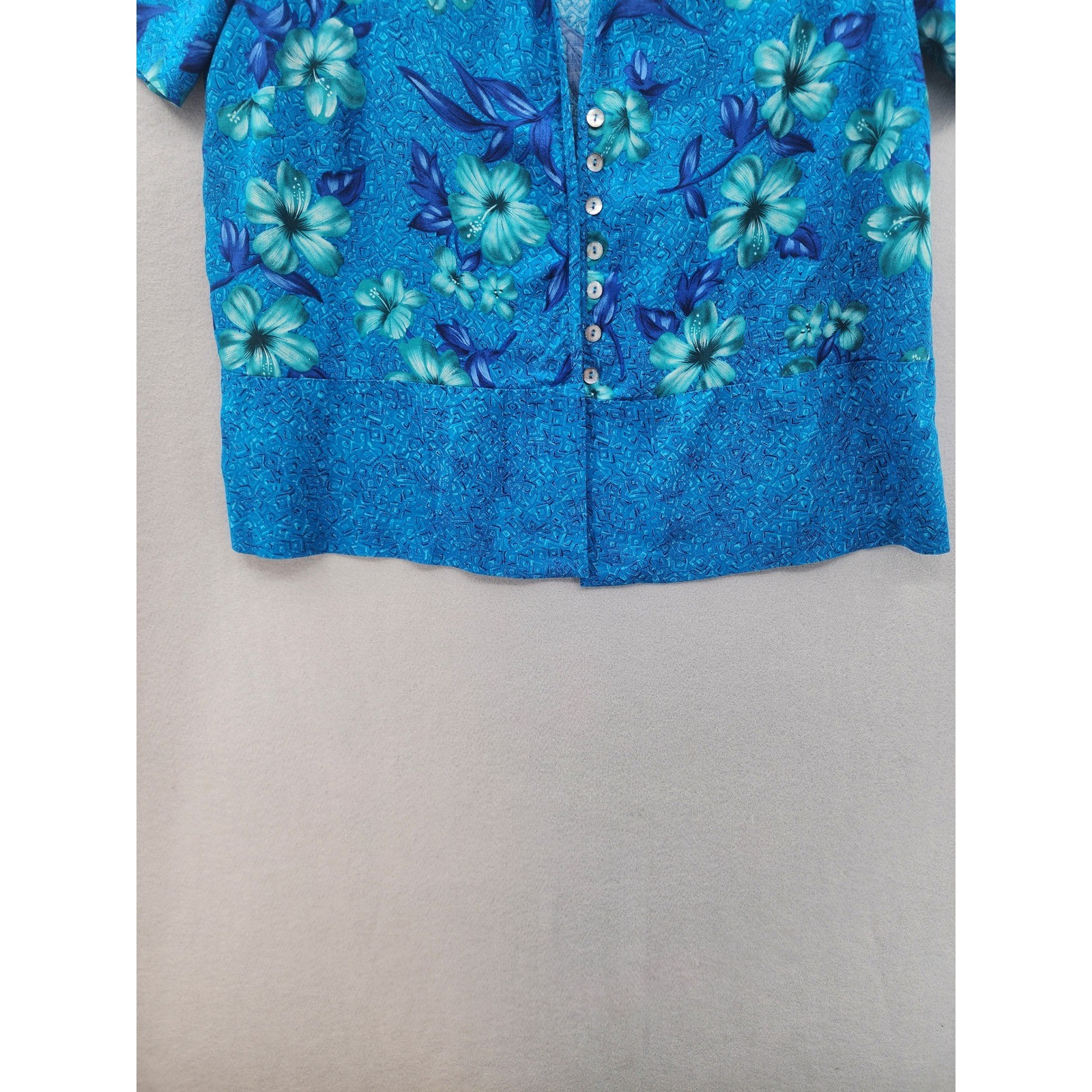 Another Thyme Vintage 90s Tropical Floral Blue Maxi Dress & Jacket Set Size 16