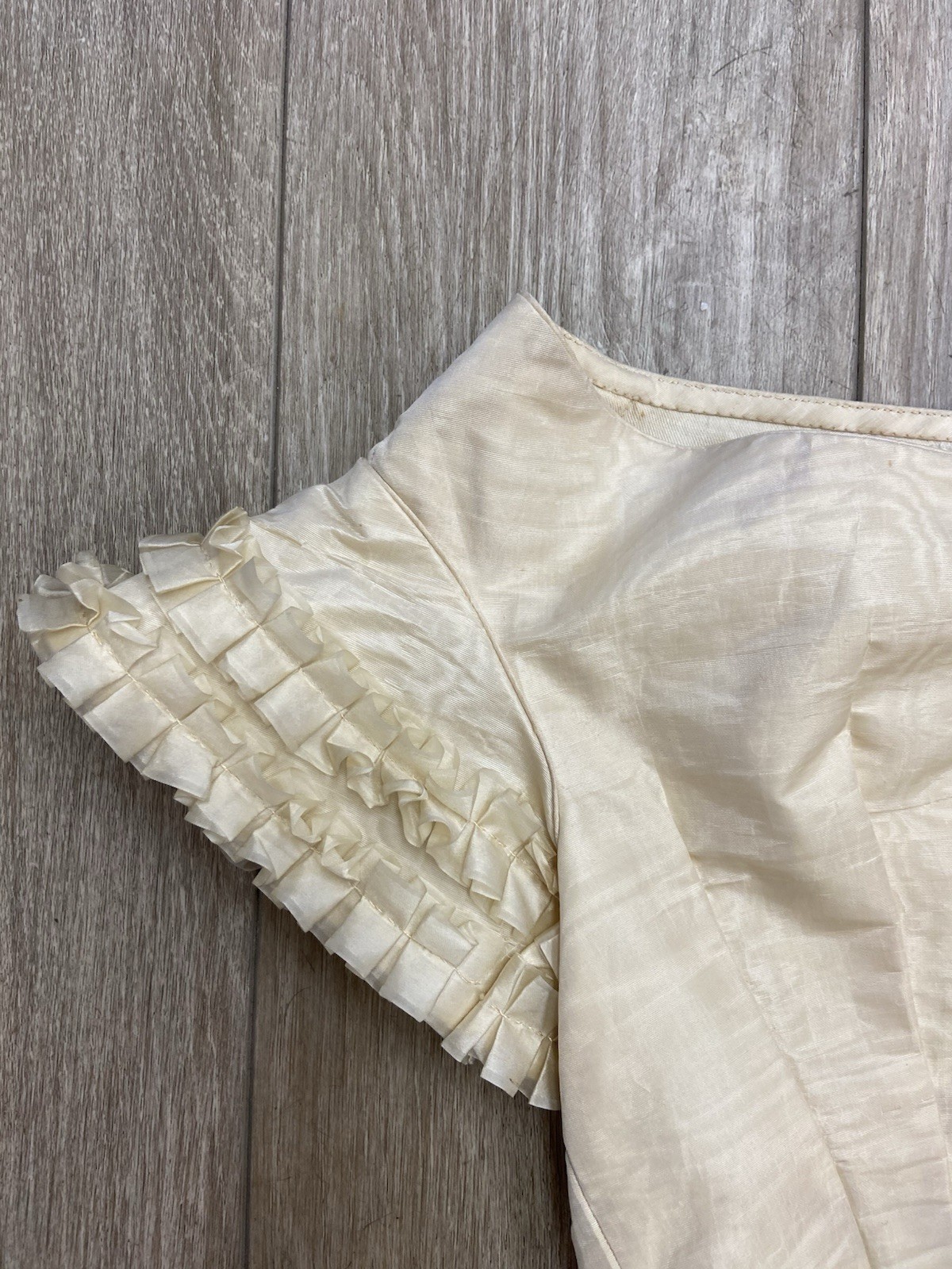 Antique Victorian Ivory Colored Silk Moire Lace Up Back Pointed Bodice AS IS