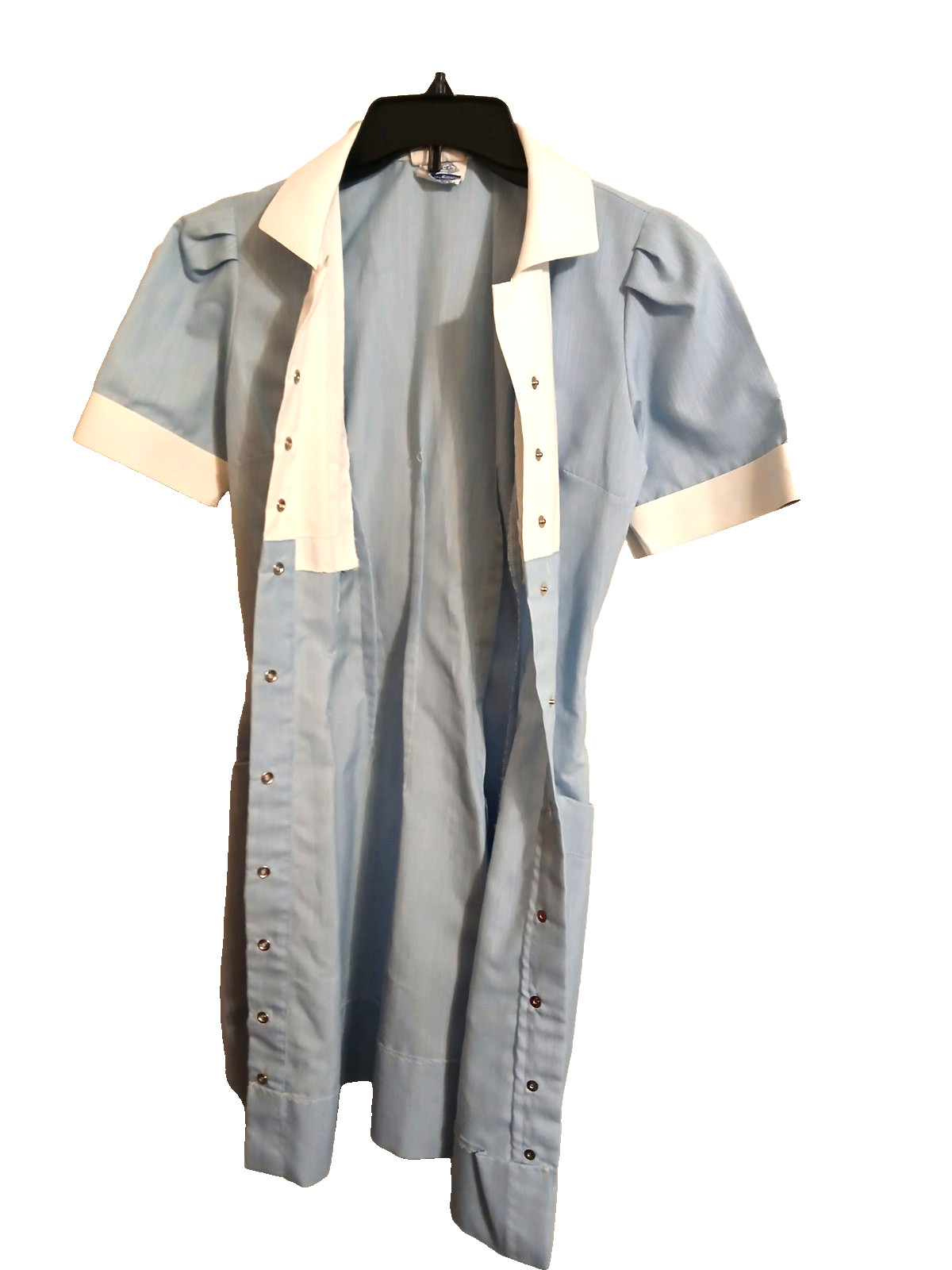 Vintage 1950&rsquo;s-1960 Nurse Uniform Dres Blue & White stripe 24&Prime; waist 34&Prime; Length