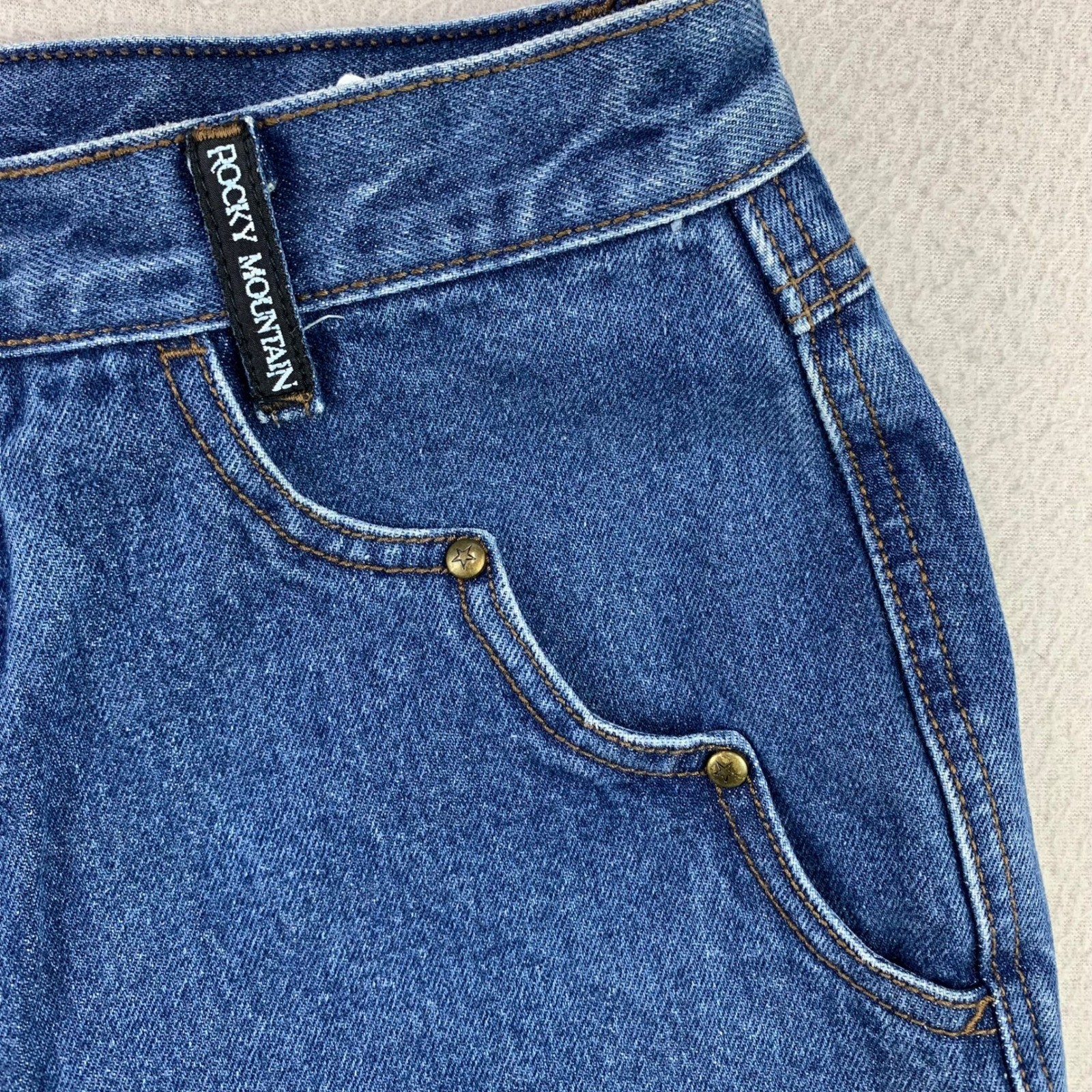 VTG Rocky Mountain Jeans Women 32/13 Blue Western High Rise Tapered Leg Bareback